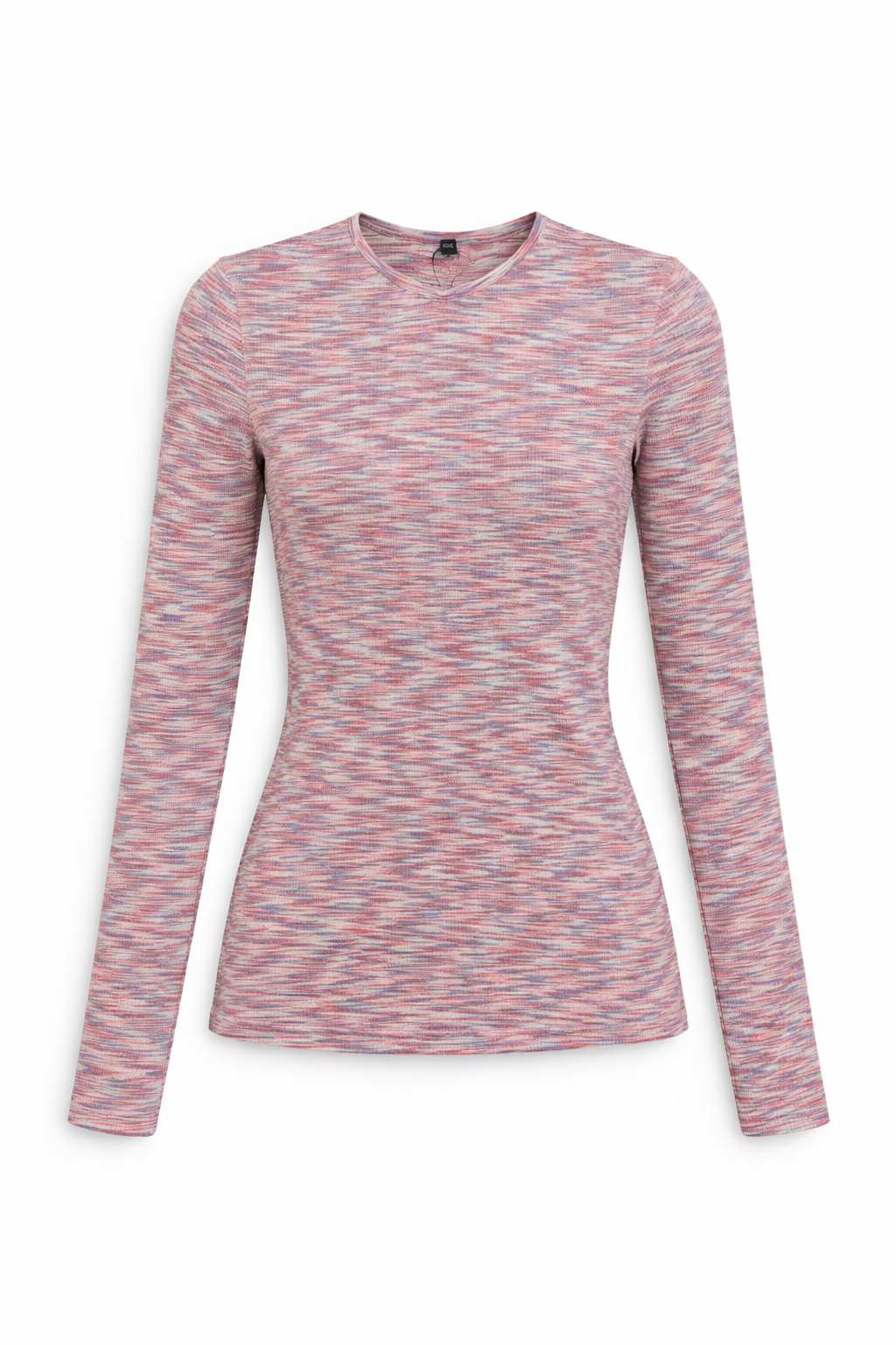 Heather Striped V Neck Tee in Rose by 24/7