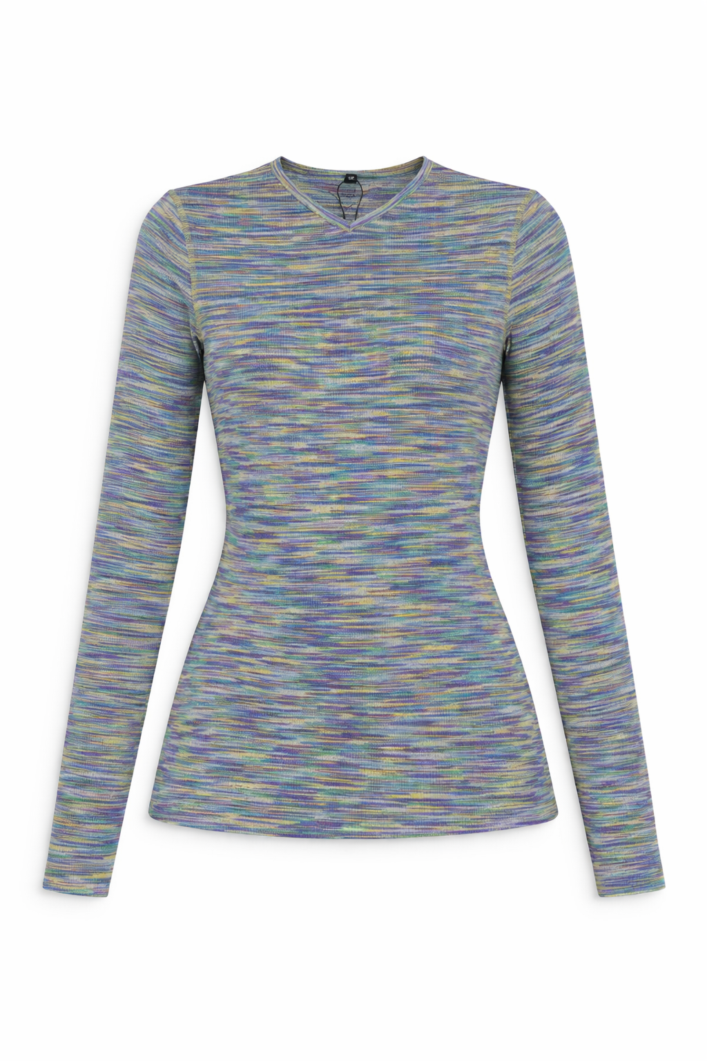 Heather Striped V Neck Tee in Yellow by 24/7