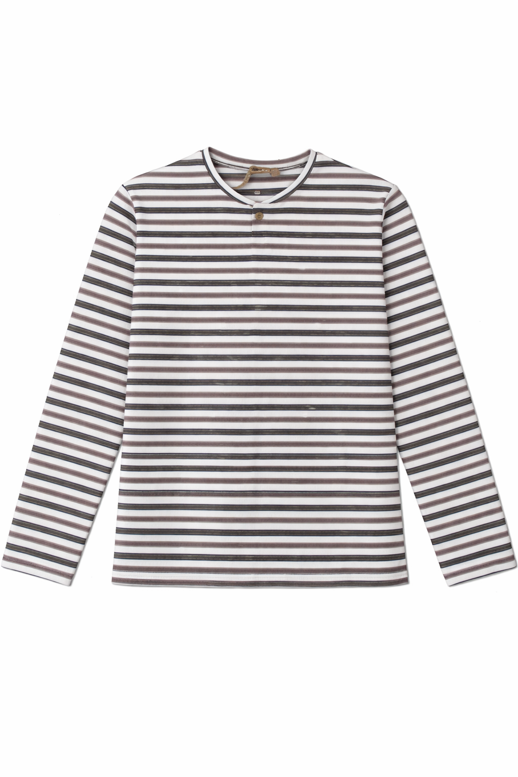 Striped Short Henley Tee in Lilac by Positive