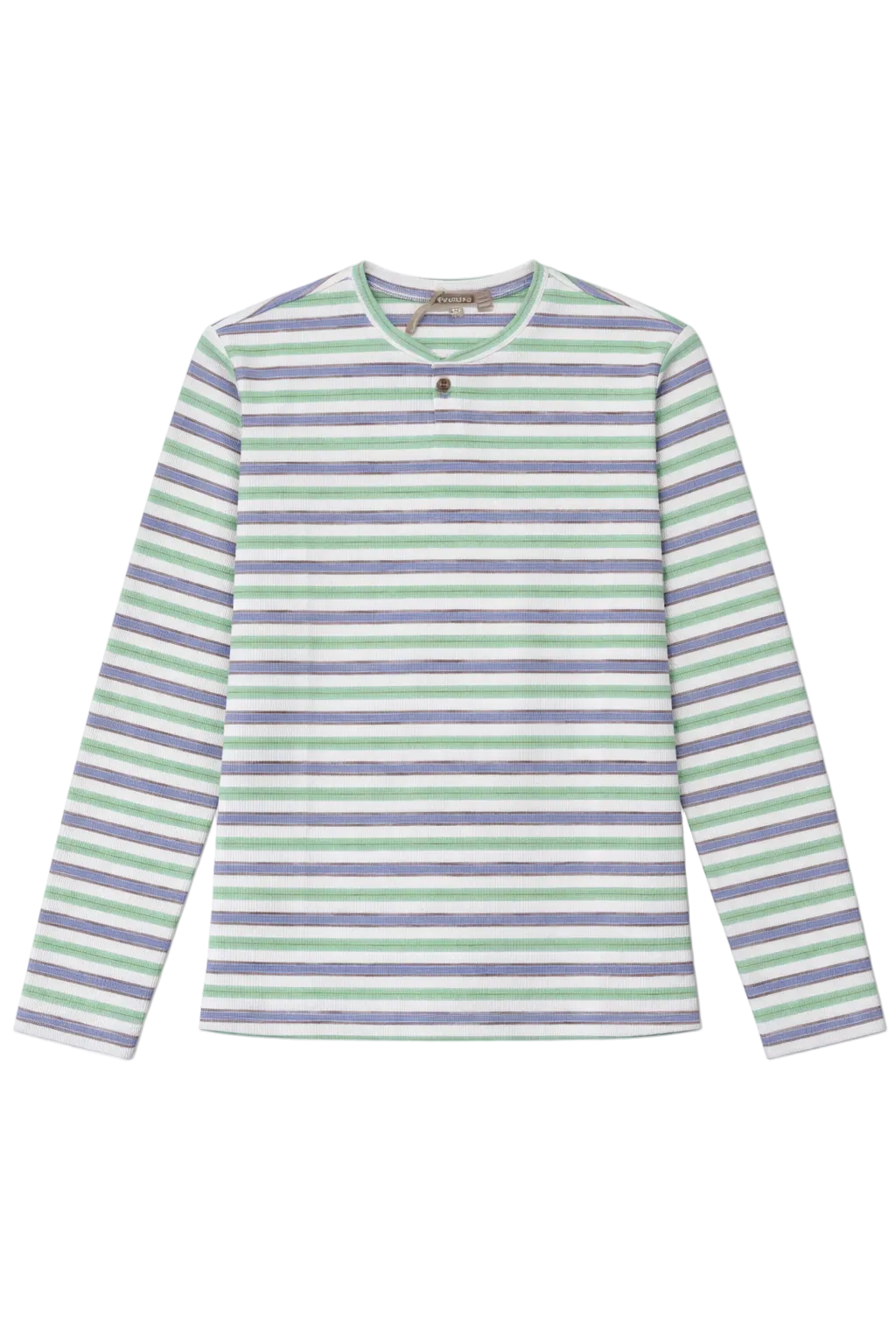 Striped Short Henley Tee in Mint by Positive
