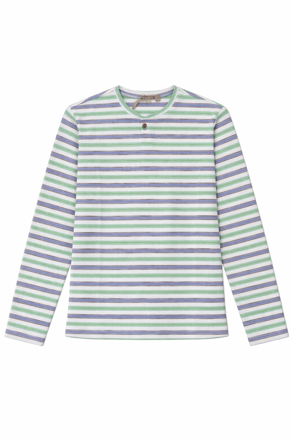Striped Short Henley Tee in Mint by Positive
