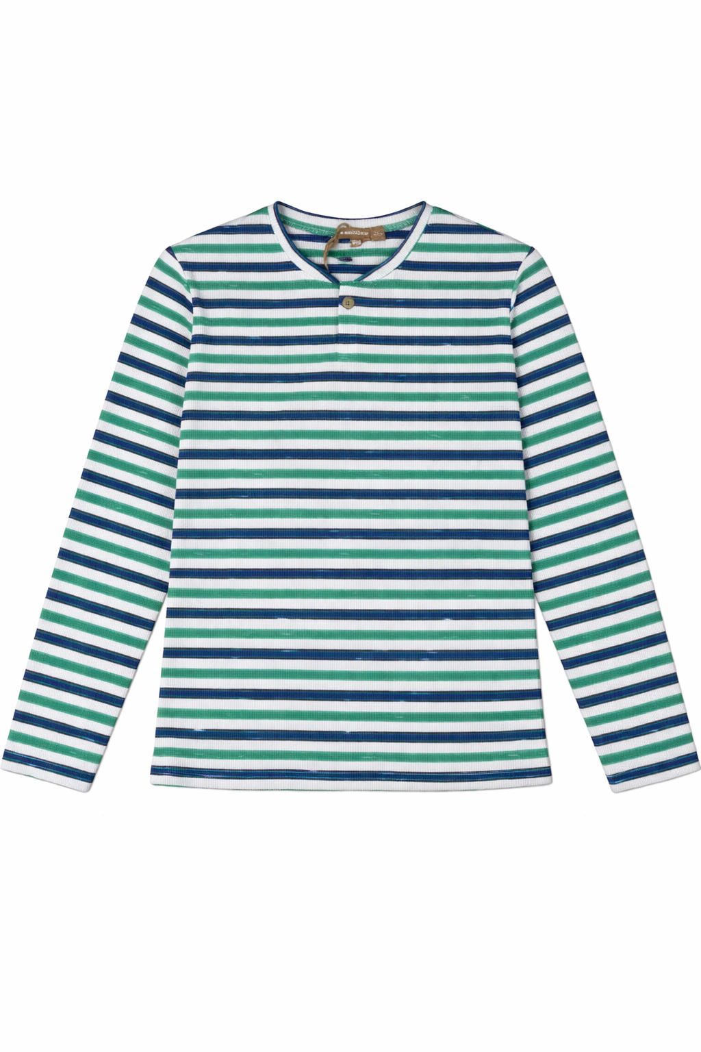 Striped Short Henley Tee in Sapphire by Positive