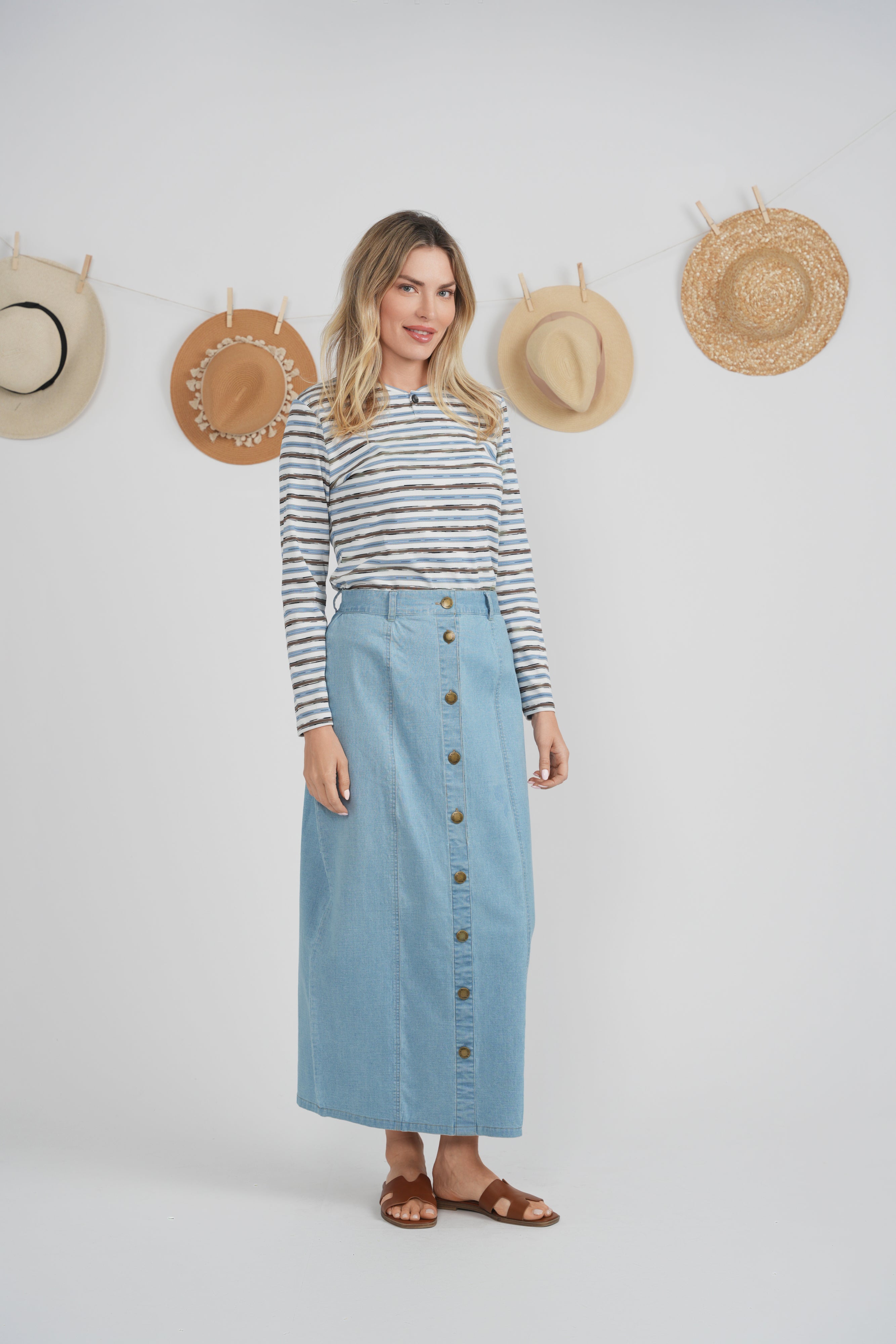 Striped Short Henley Tee in by Positive