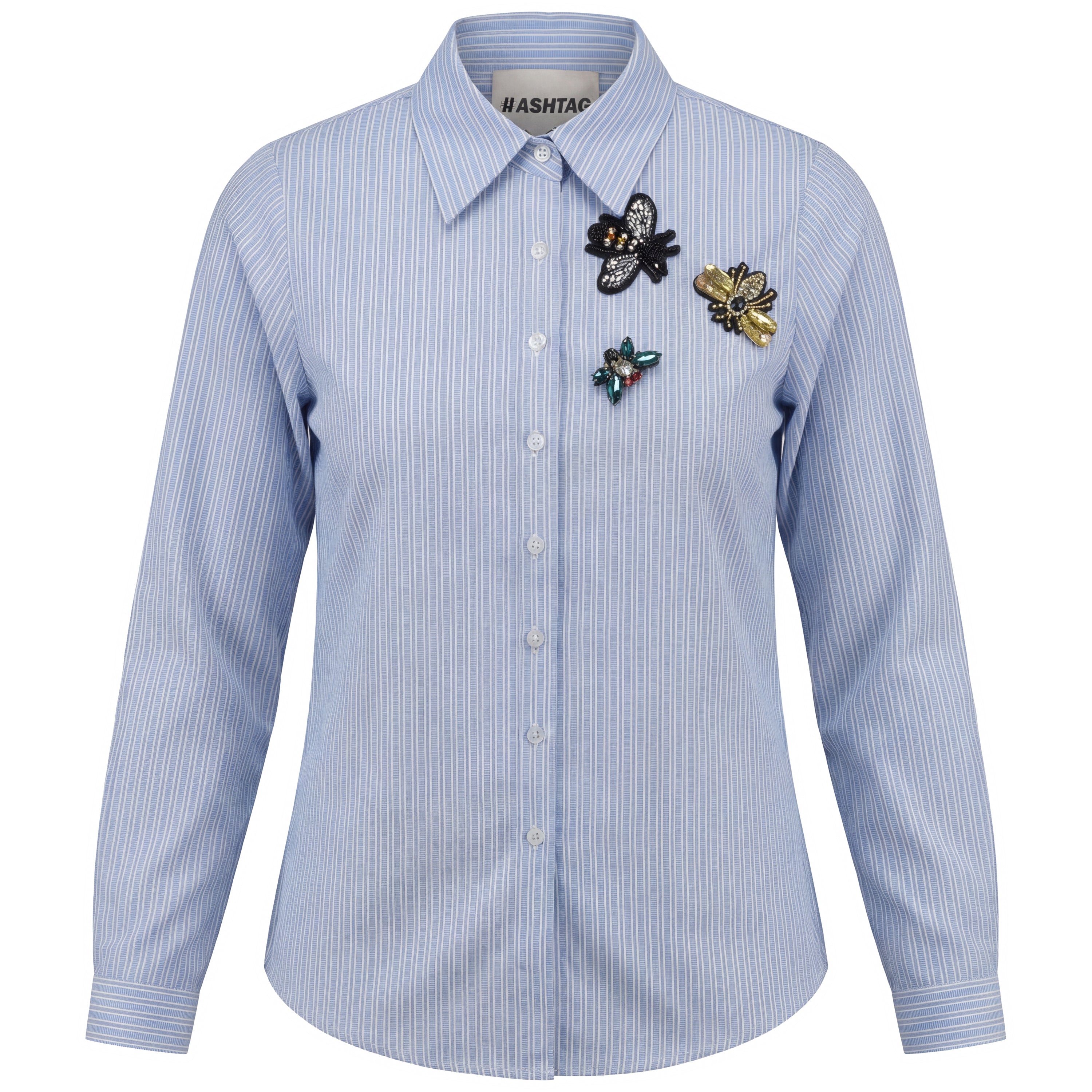 Striped Blouse With Applique in Blue by Hashtag