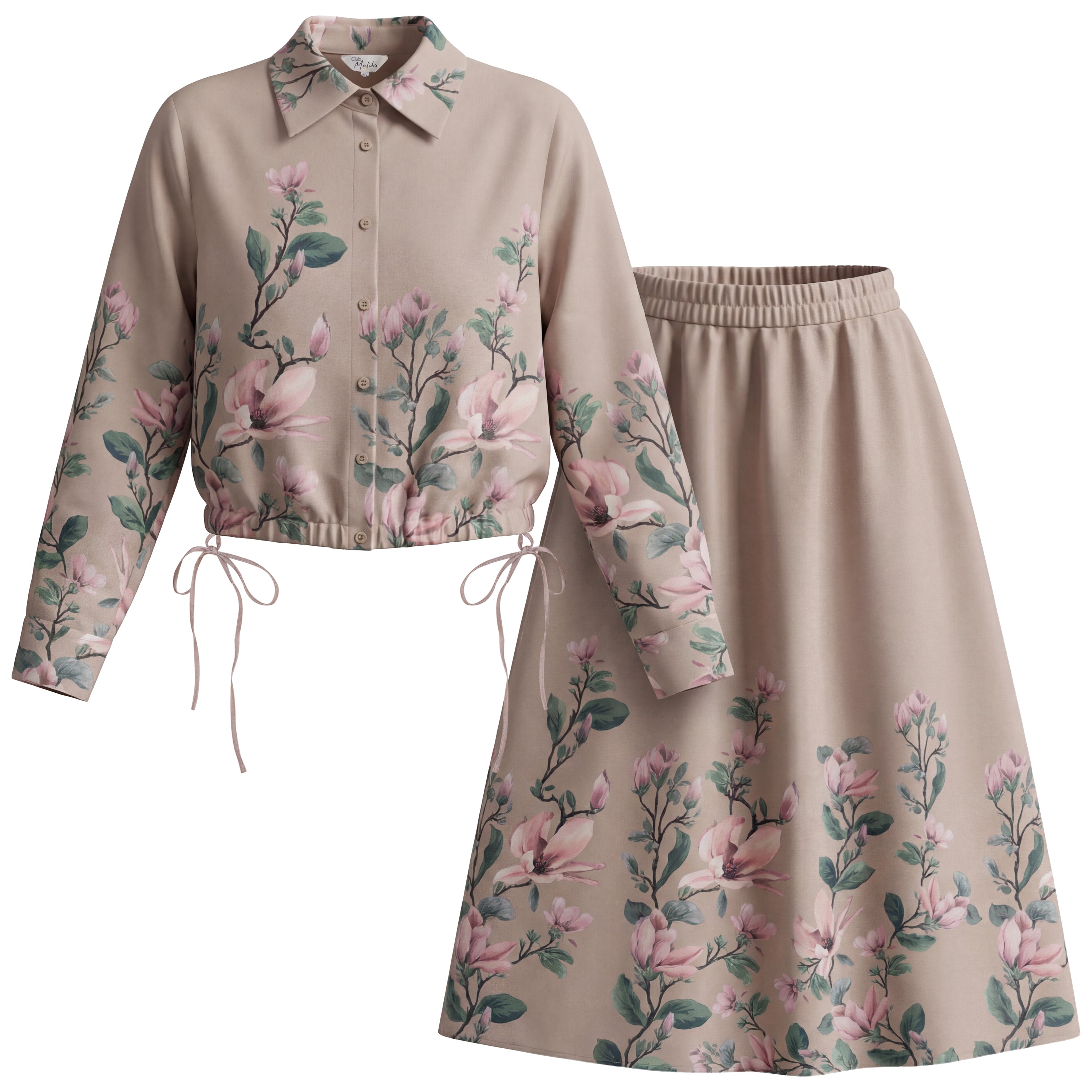 Floral Woven Twill Set in Stone by Club Malibu