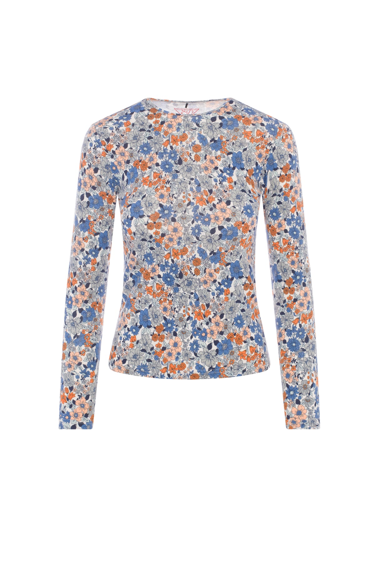 Printed Long Sleeve Tee in Denim by 24-Jul