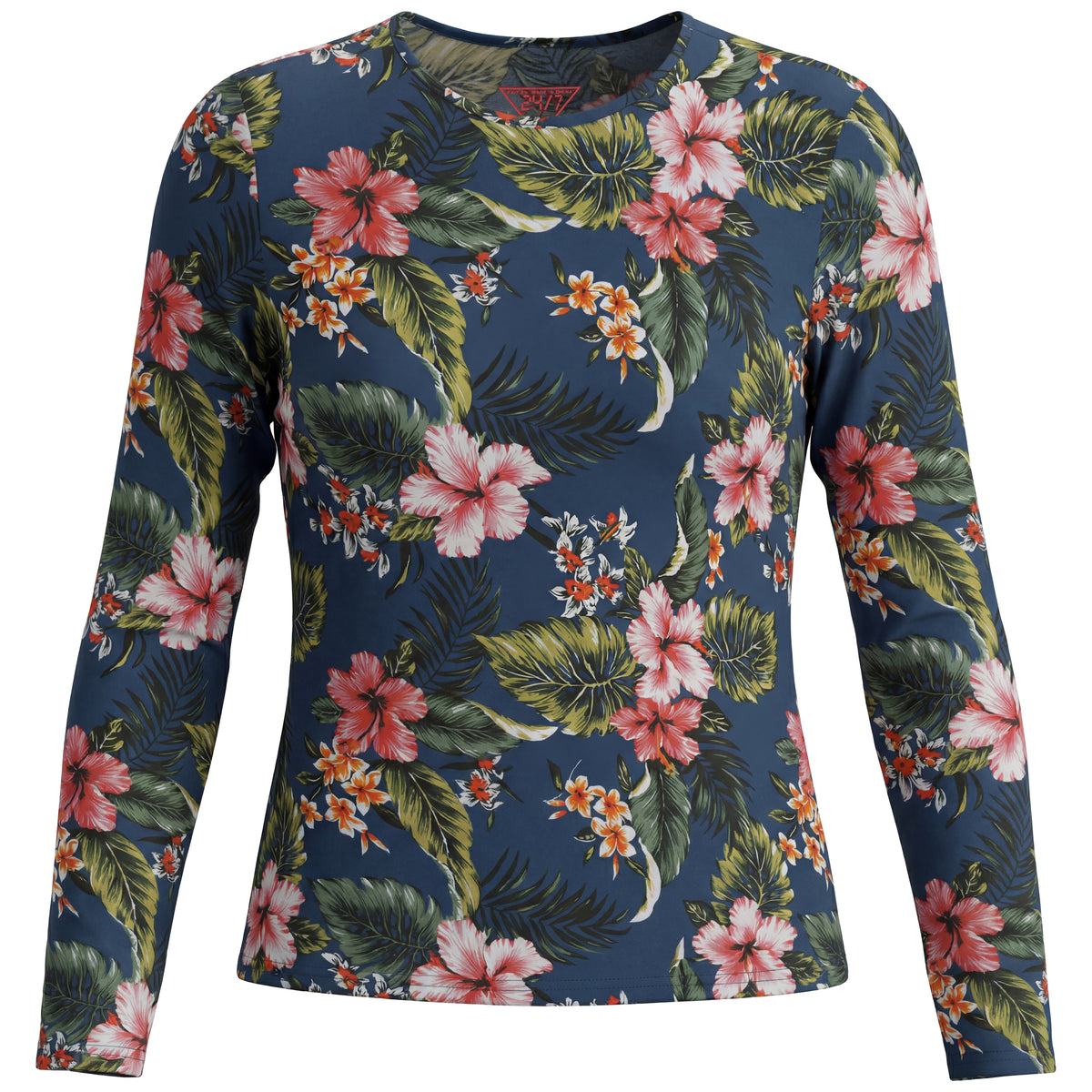 Printed Long Sleeve Tee in Dark Denim by 24-Jul