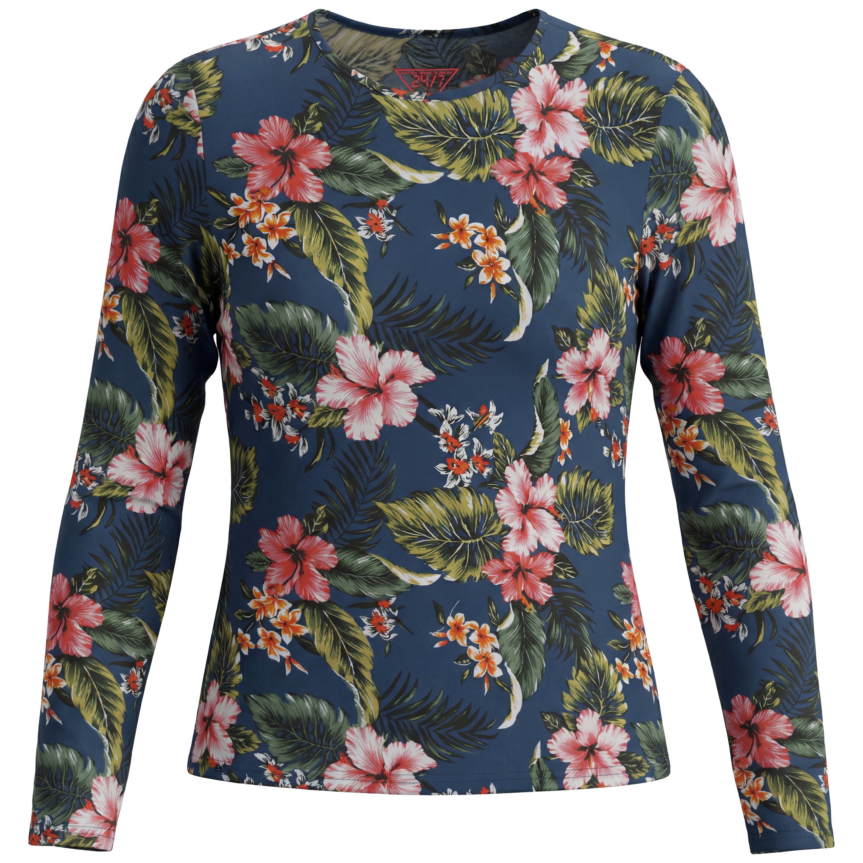 Printed Long Sleeve Tee in Dark Denim by 24/7