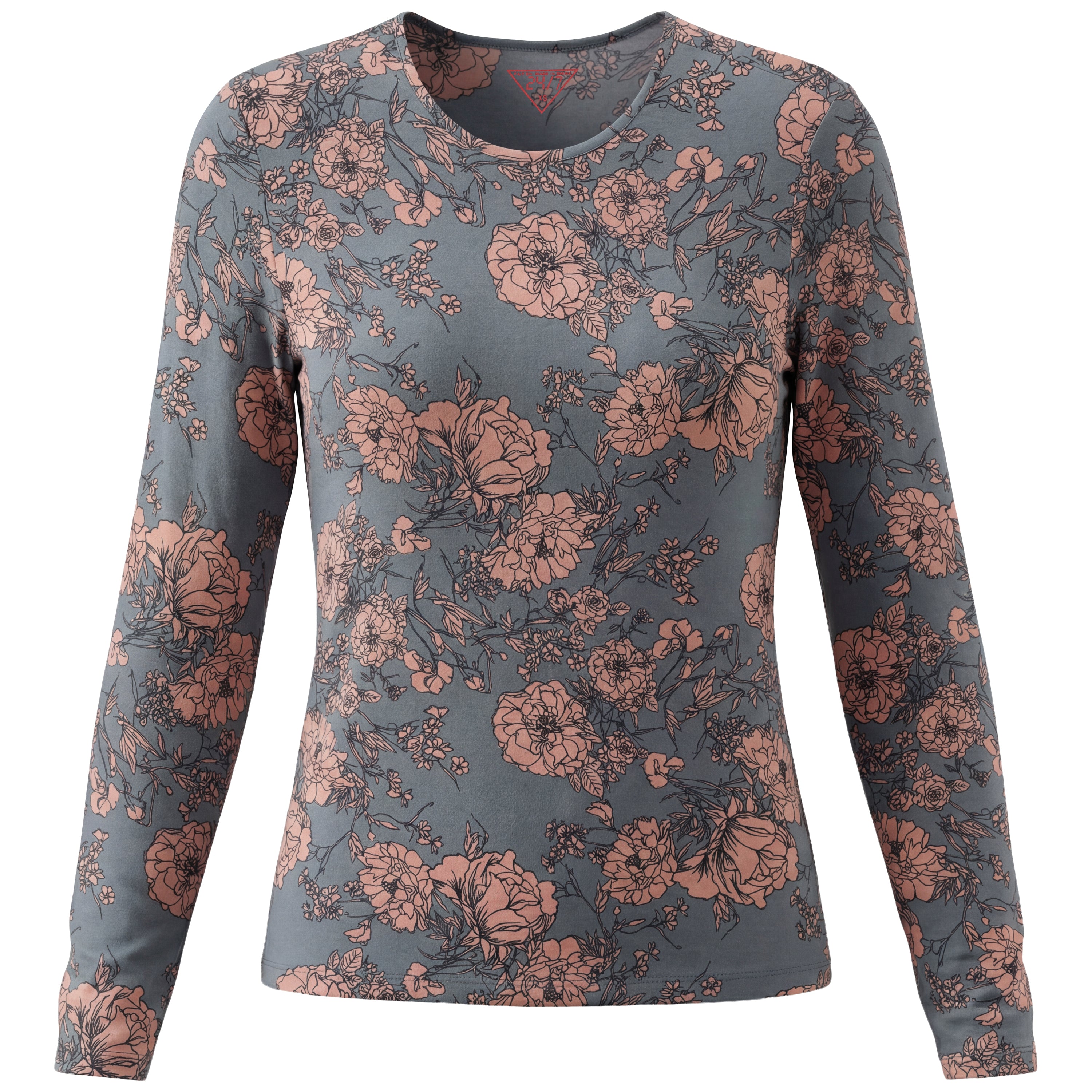 Printed Long Sleeve Tee in Mauve by 24/7