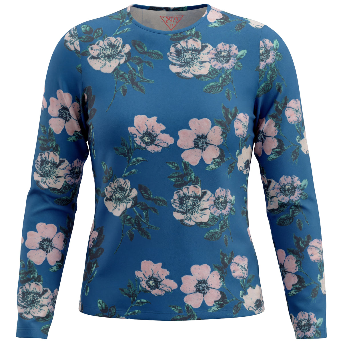 Printed Long Sleeve Tee in Teal by 24-Jul