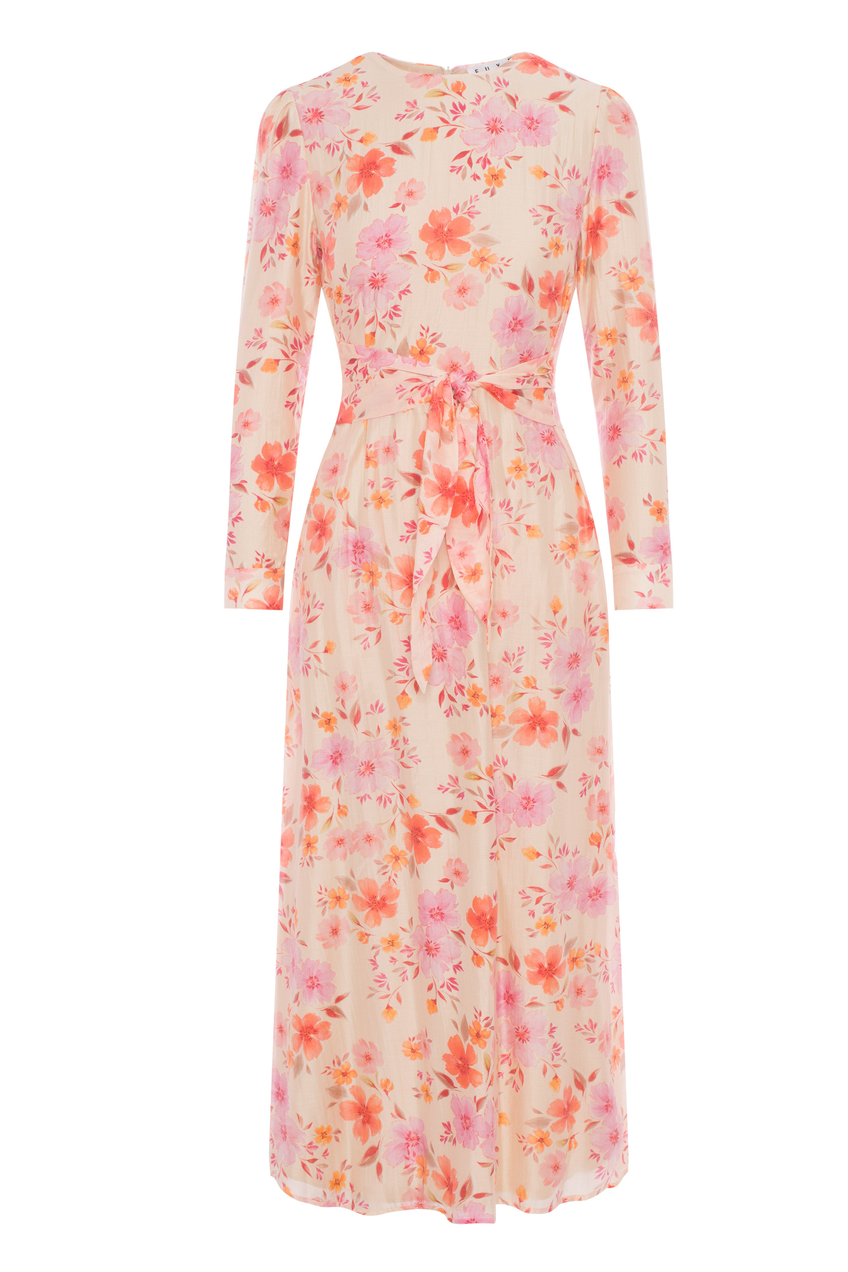 Printed Chiffon Tie Dress in Yellow Floral by E.U.X. Exclusive