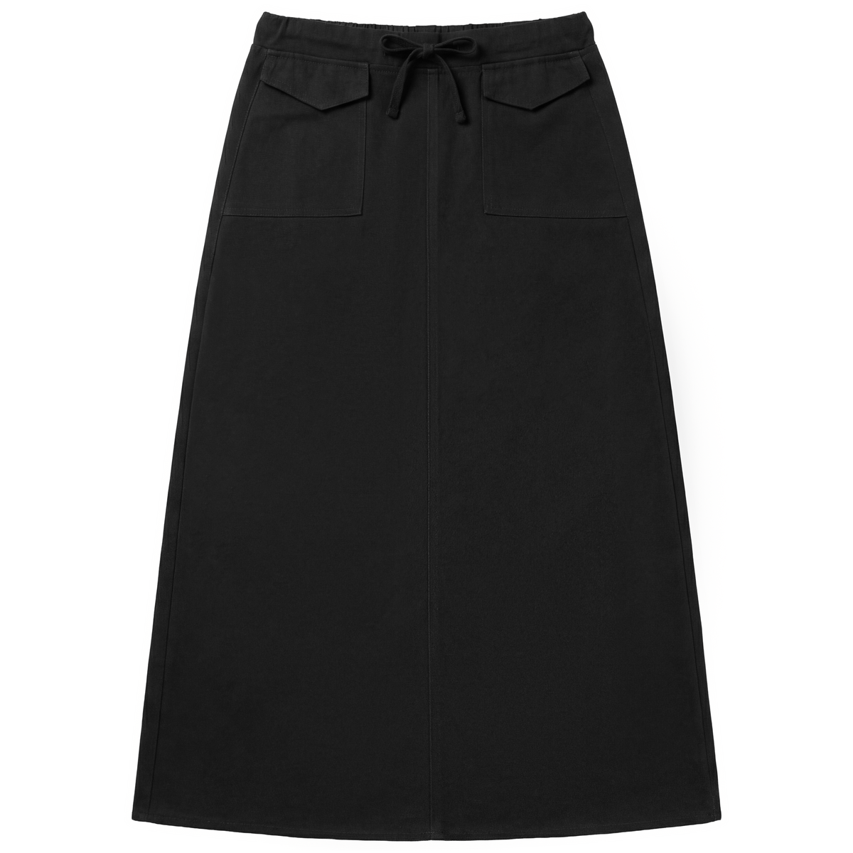 Maxi Twill Pocket Skirt in Black Black by Faves