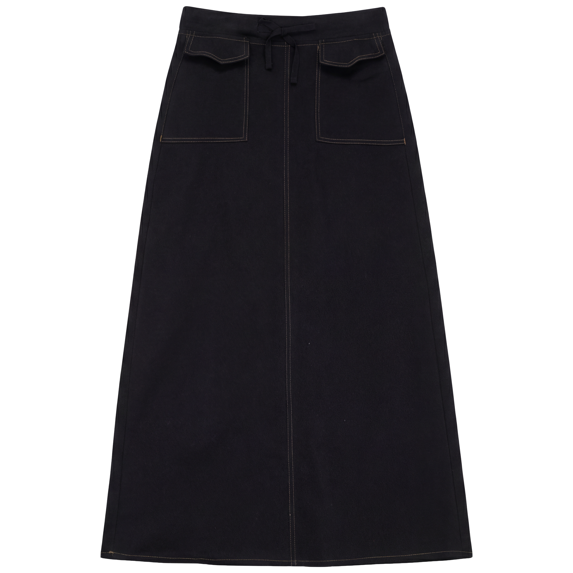 Maxi Twill Pocket Skirt in Black by Faves