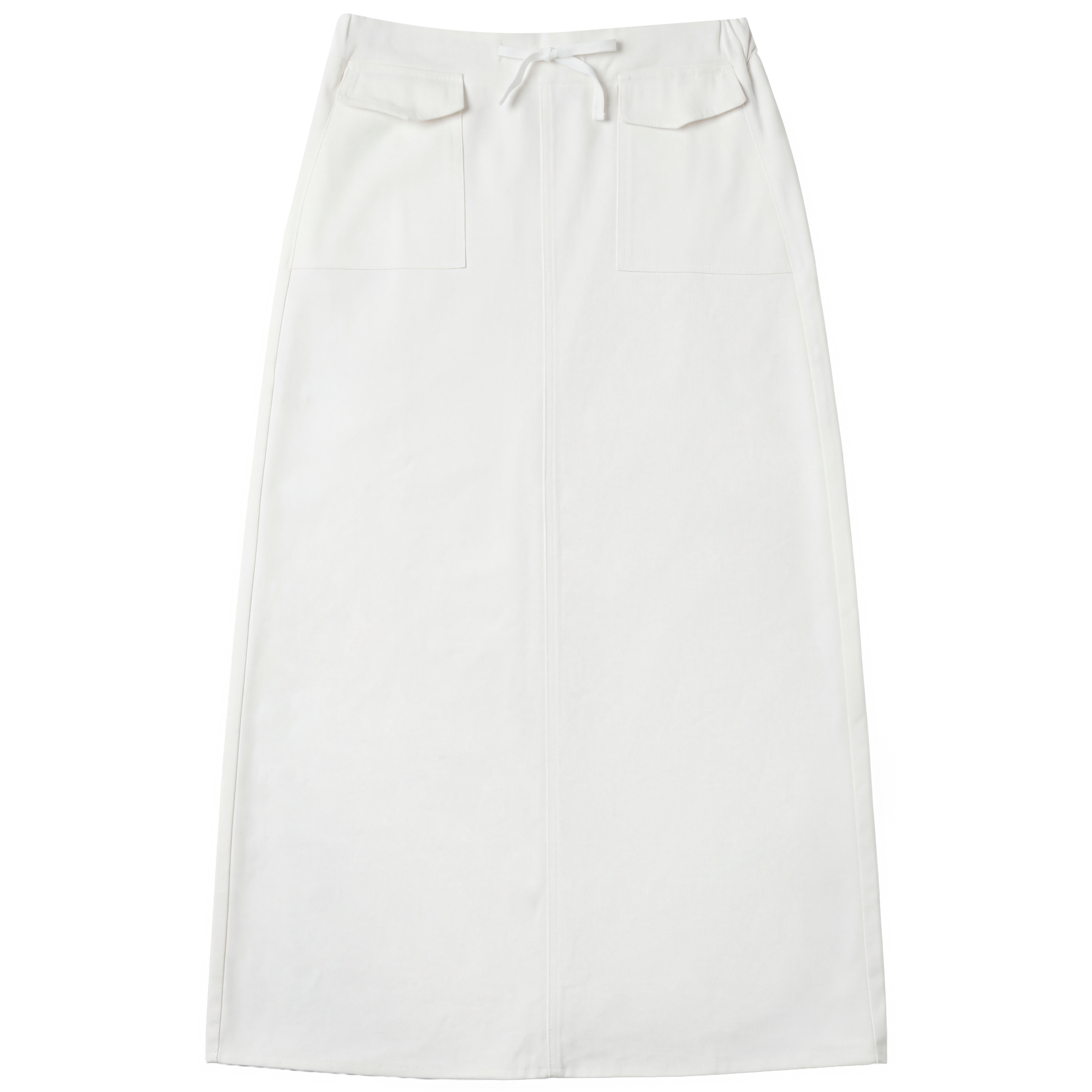 Maxi Twill Pocket Skirt in White by Faves
