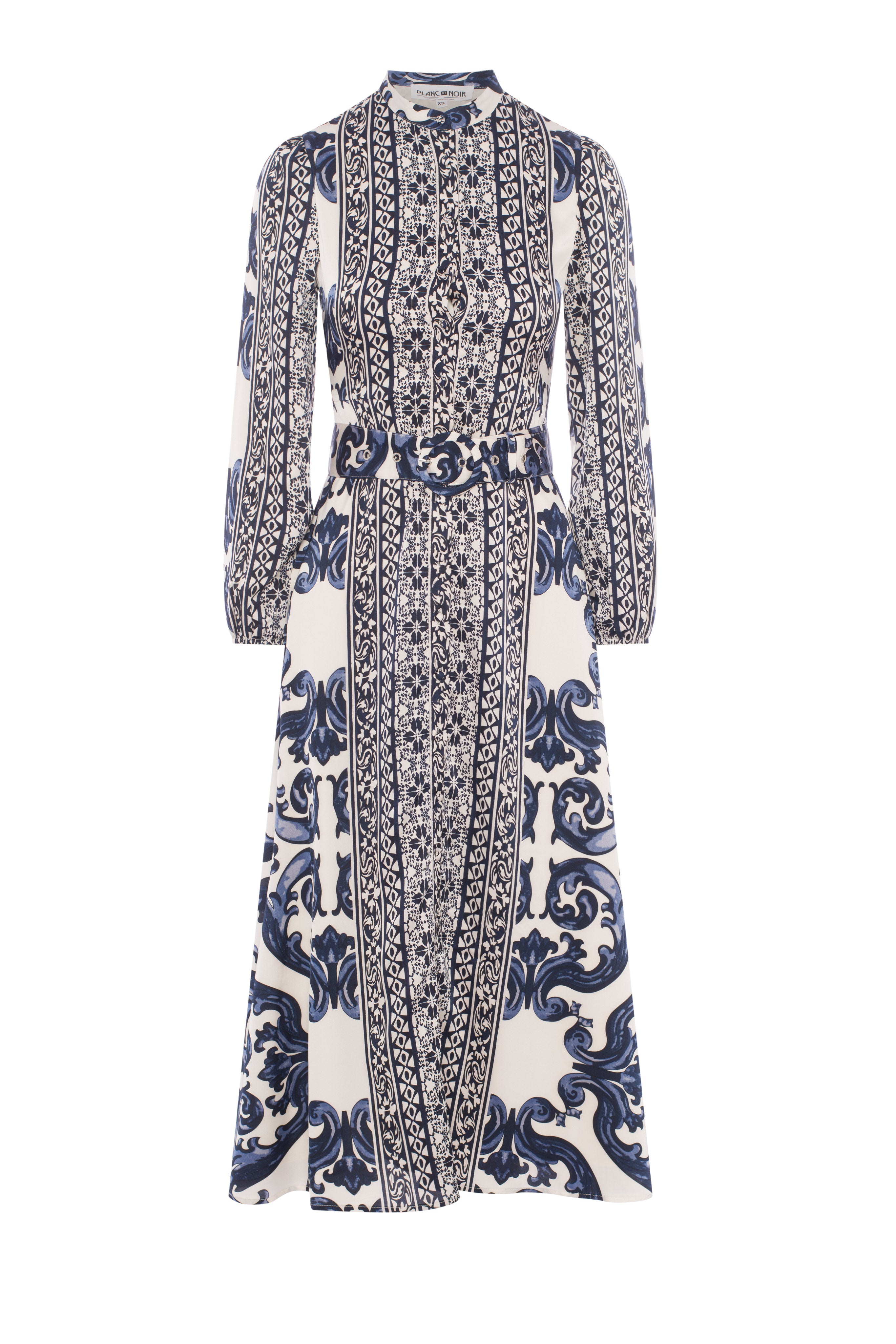 Printed Satin Midi Dress in by Blanc et Noir