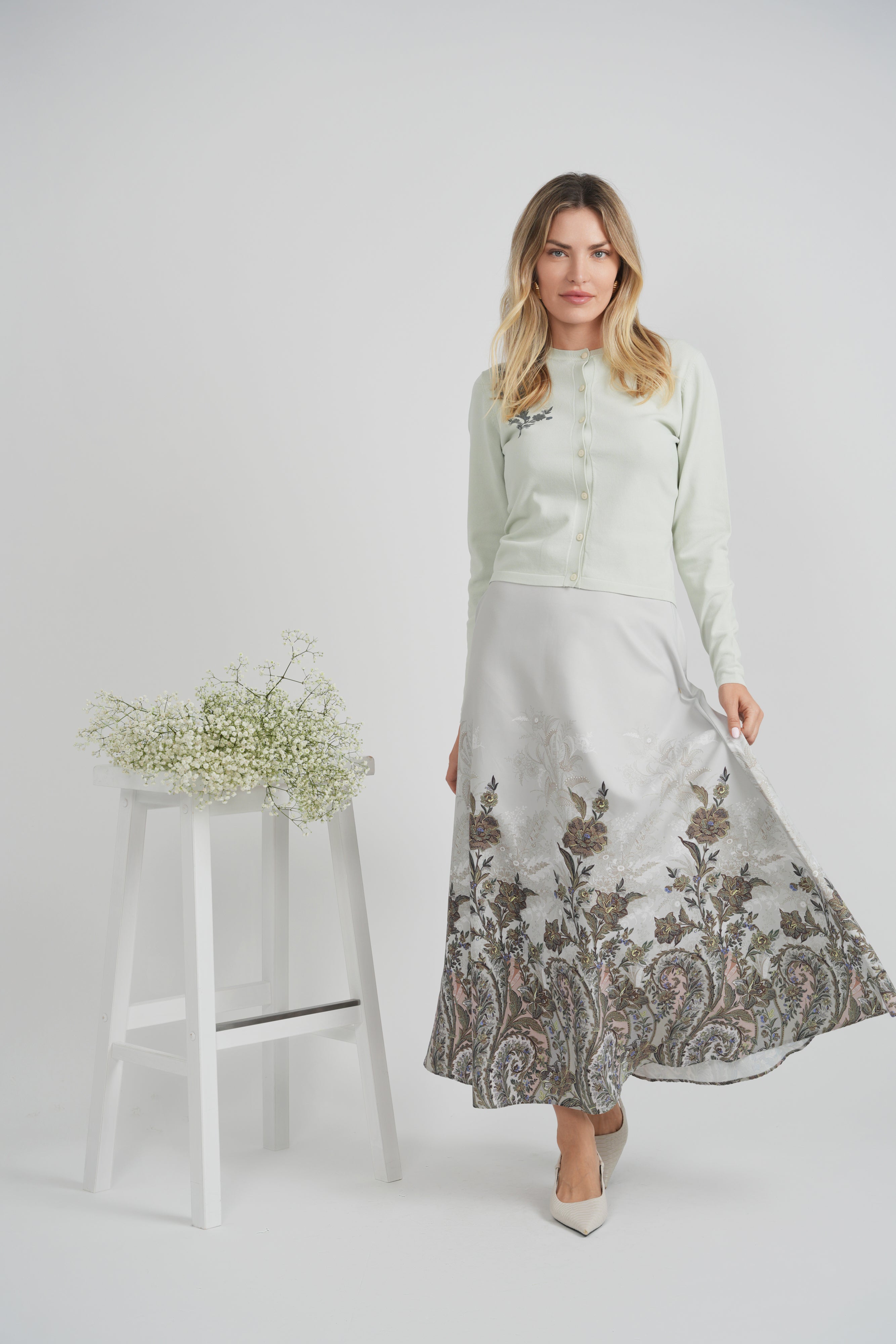 Printed Maxi Skirt Set in by Viva K