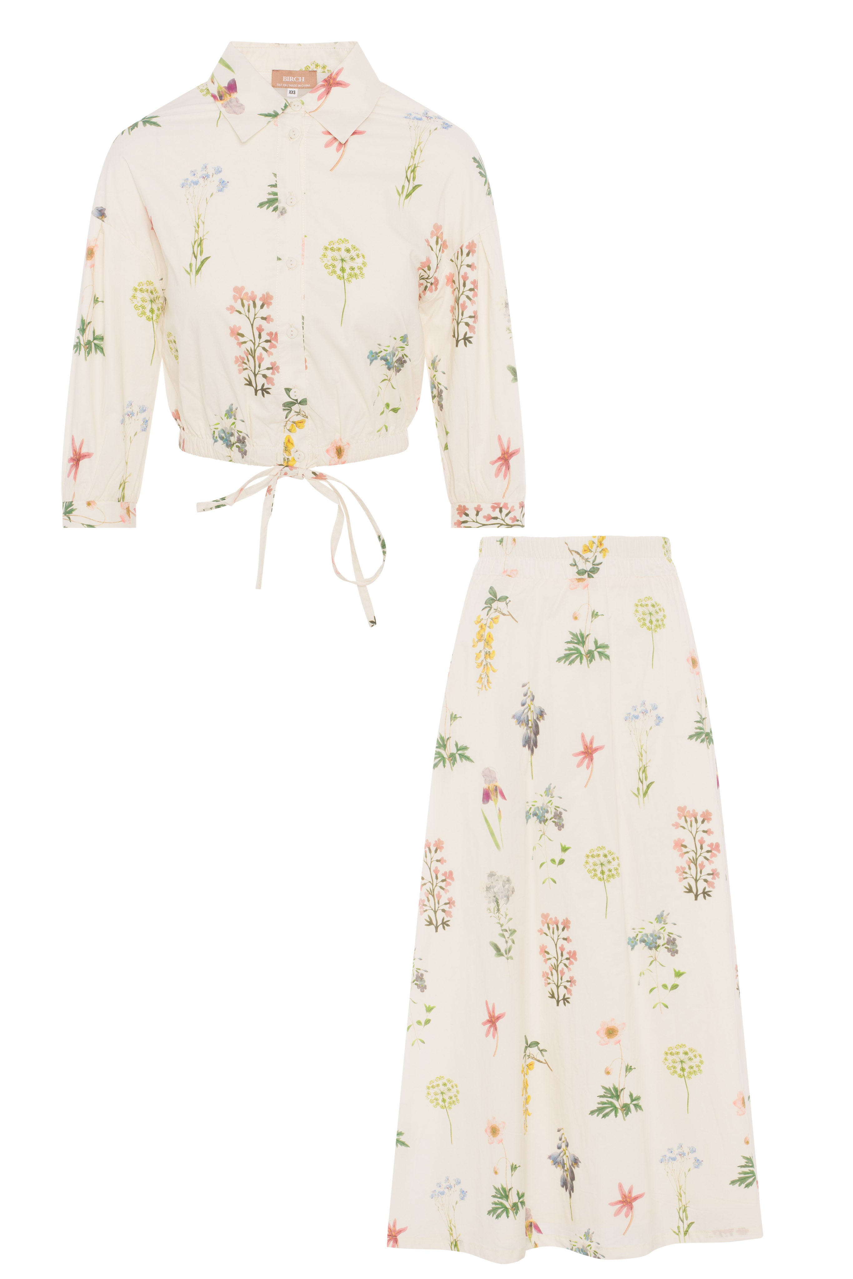 2 PC Printed Cotton Maxi Set in Cream by Birch