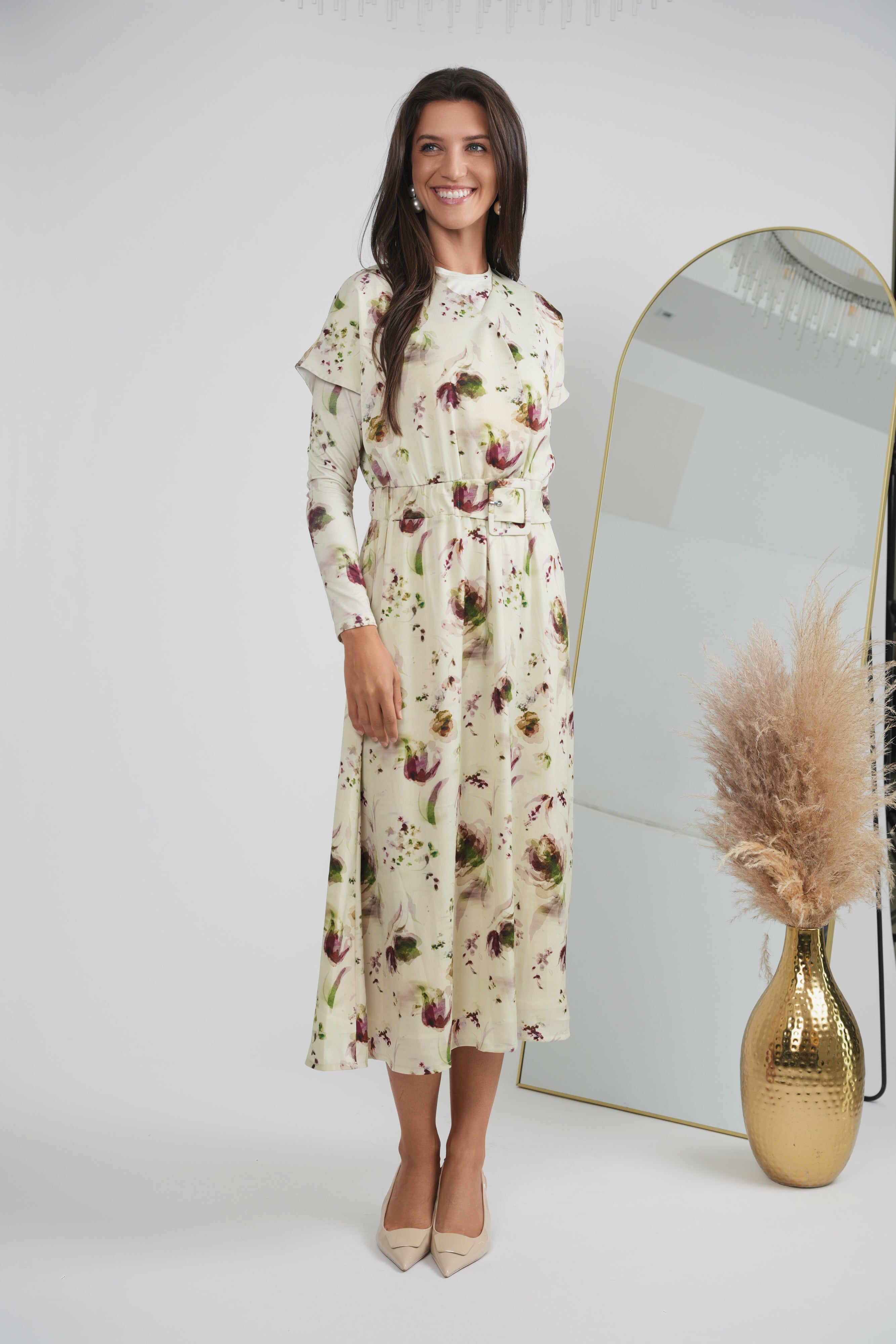 Printed Midi Dress Set in by The Norway Club