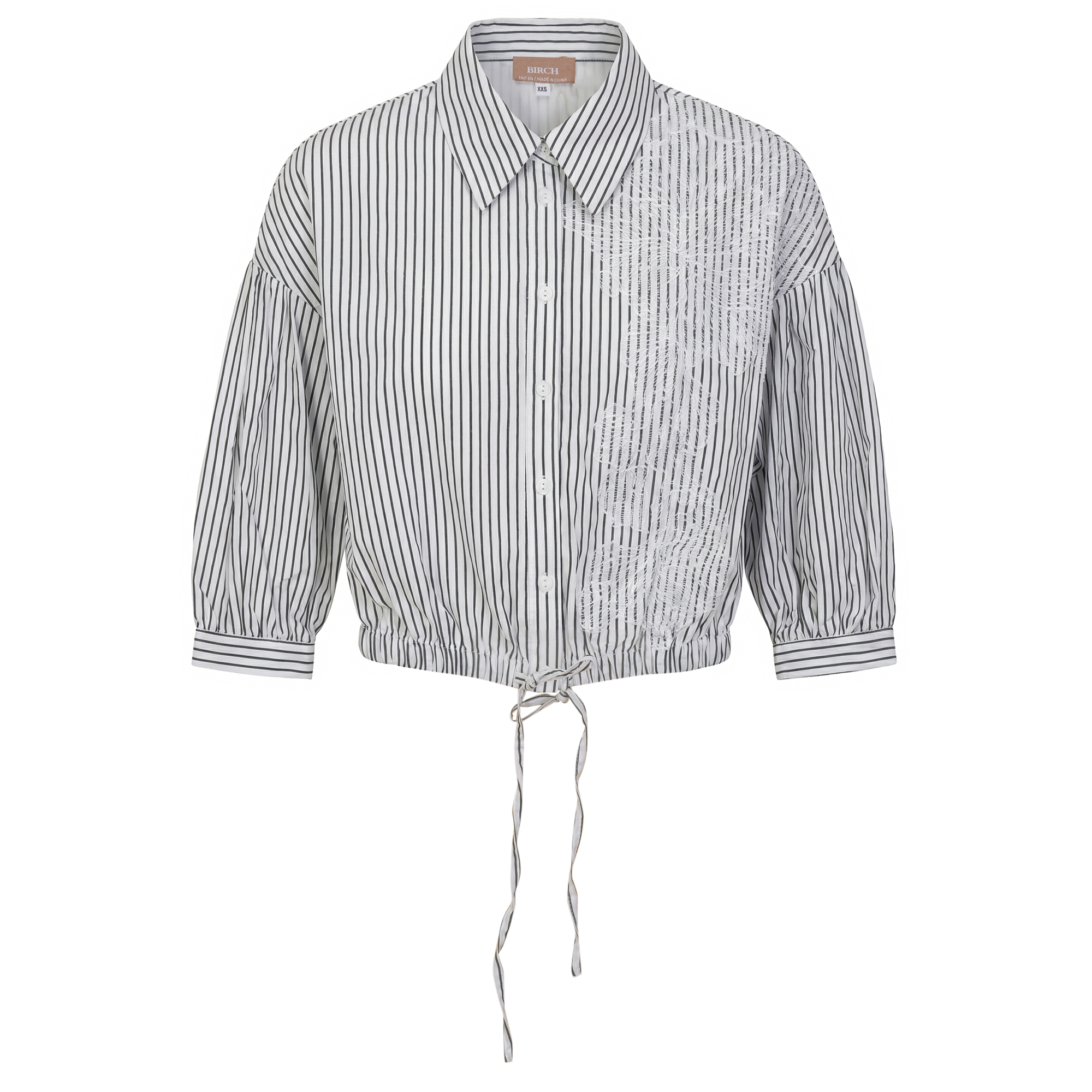 Striped Cropped Bungee Blouse in White Black by Birch