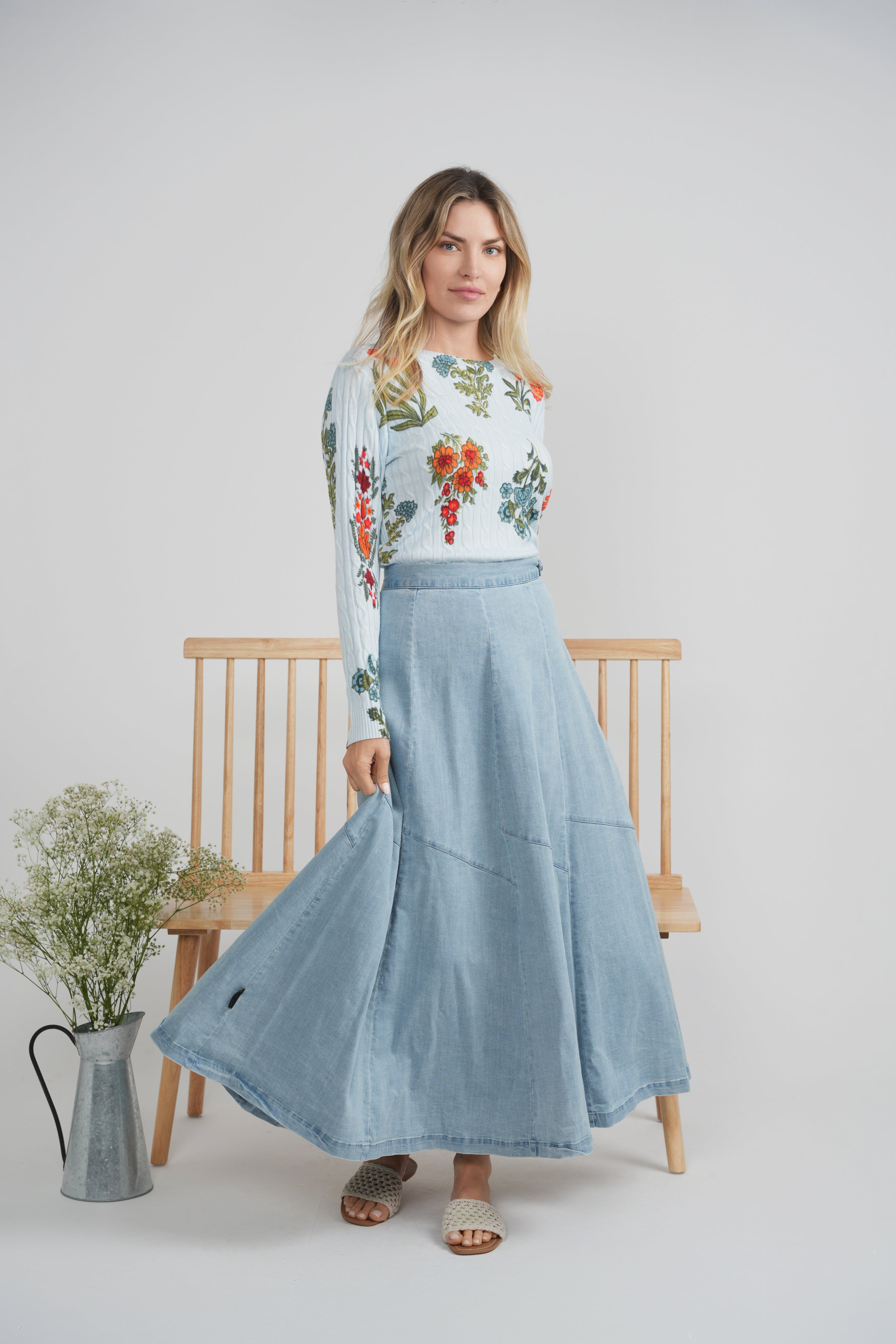 Printed Cable Sweater in by Iconic