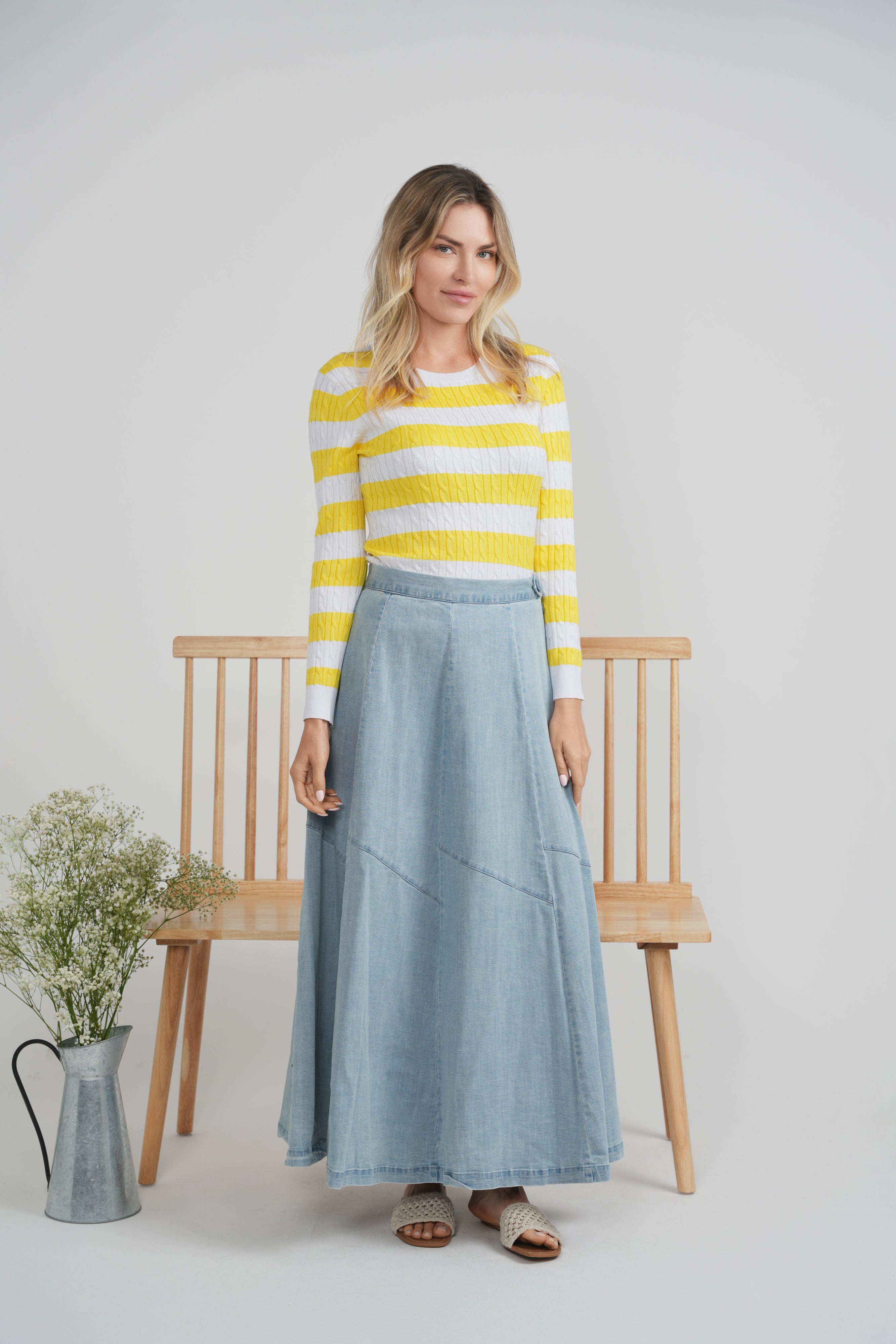 Striped Cable Sweater in by Iconic