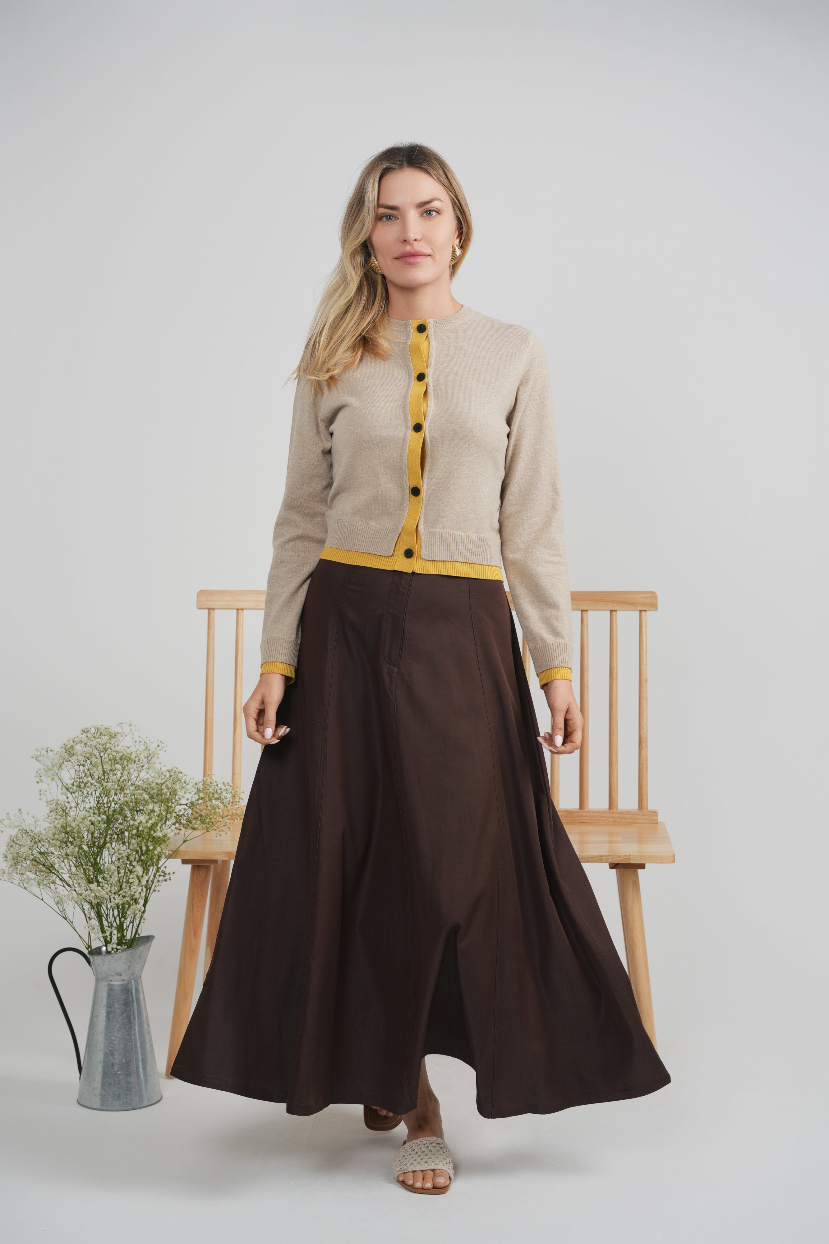 Cropped Contrast Cardigan in by QEW