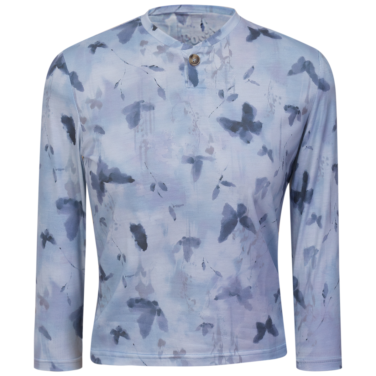 Short Henley Tee 3/4 Sleeve in Blue by Positive