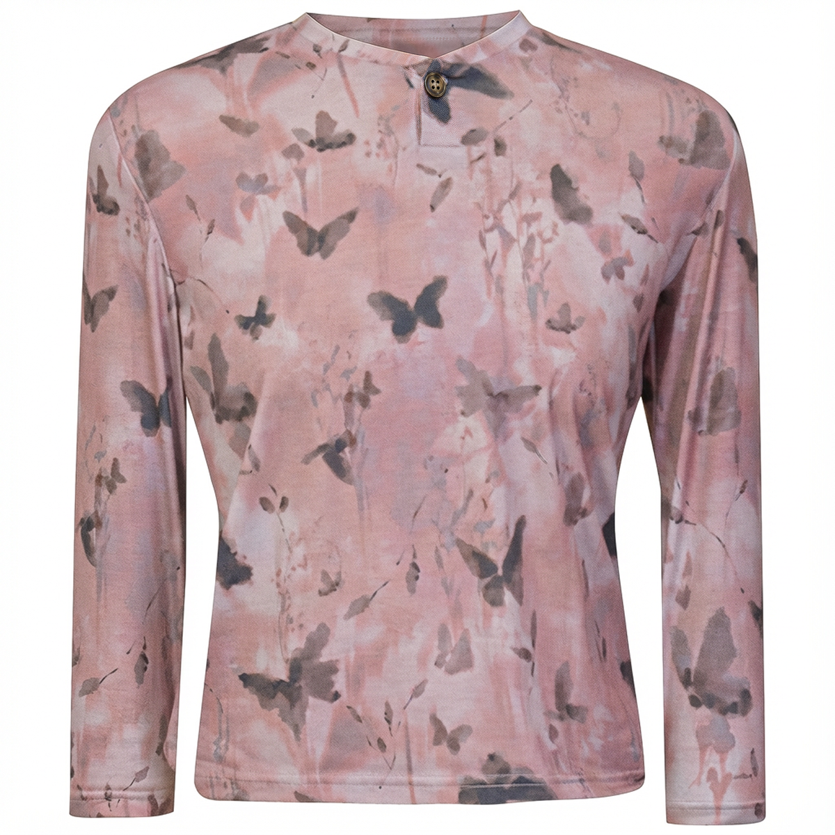 Short Henley Tee 3/4 Sleeve in Mauve by Positive