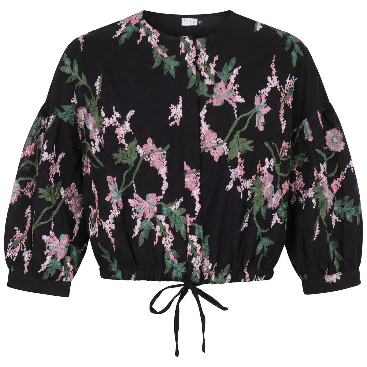 Lace Embroidered Blouse in Black by Firm Collection