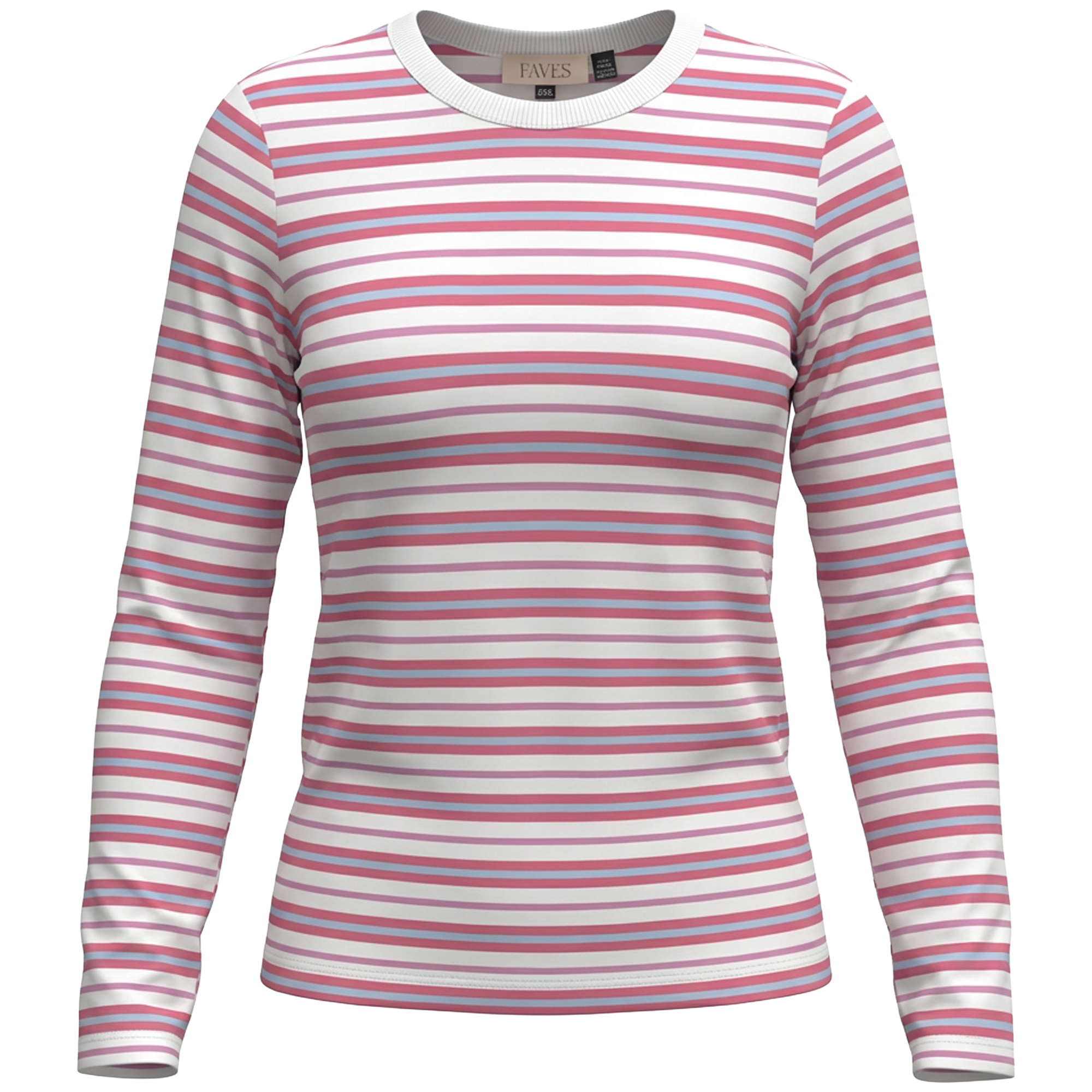Ribbed Stripped V Neck Tee in Rose by Faves