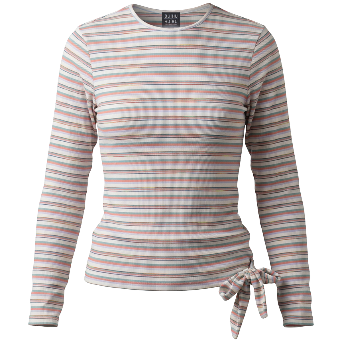Striped Wrap Tee in Coral by BuHu