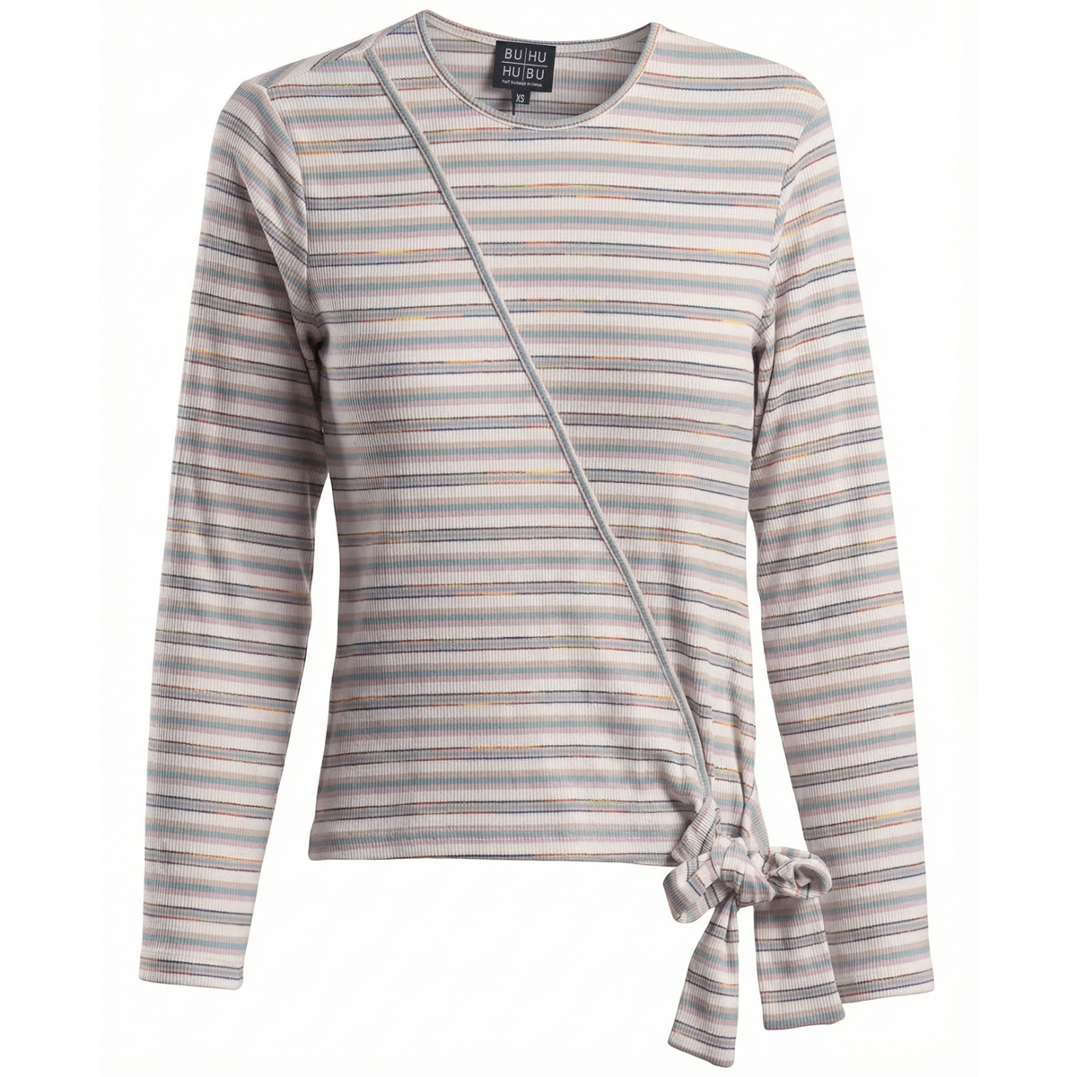 Striped Wrap Tee in Rose by BuHu