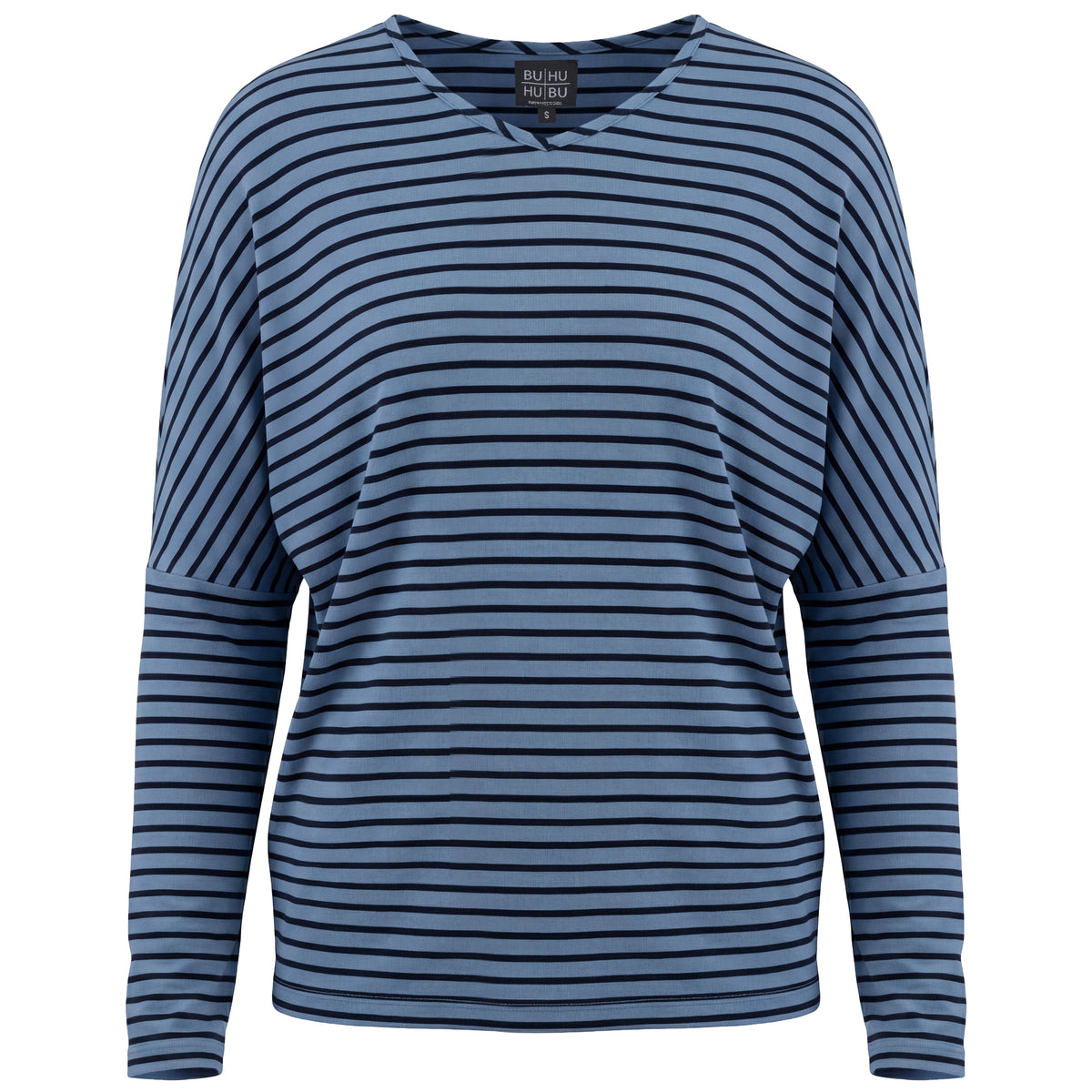 Striped V Neck Drop Shoulder Top in Blue by BuHu