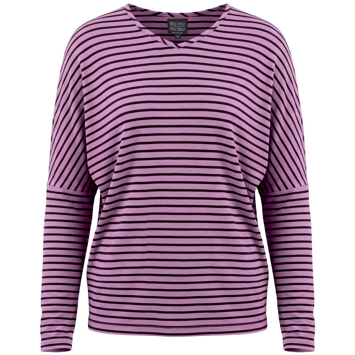 Striped V Neck Drop Shoulder Top in Fuchsia by BuHu