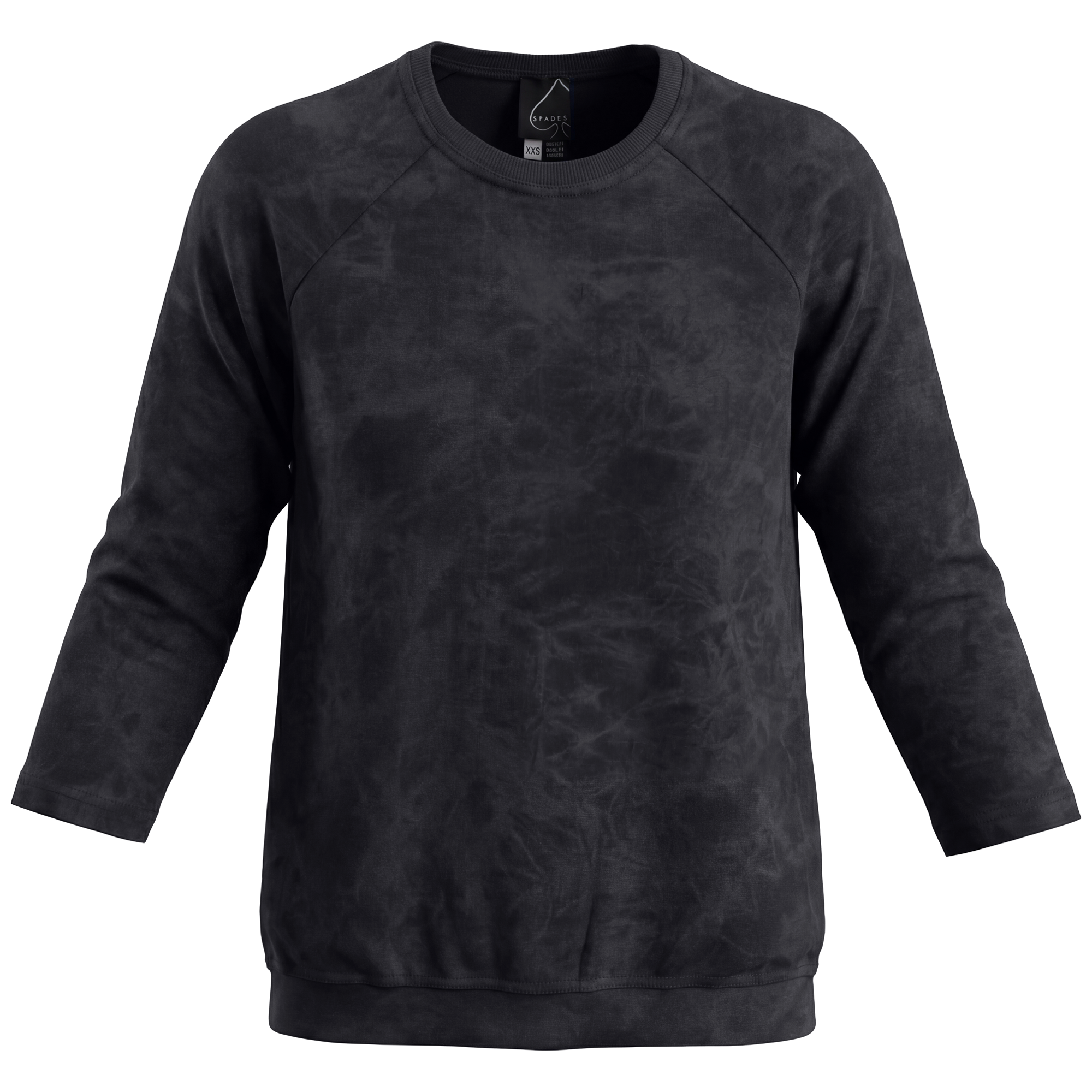 Stone Wash 3/4 Sleeve Sweatshirt in Black by Spades