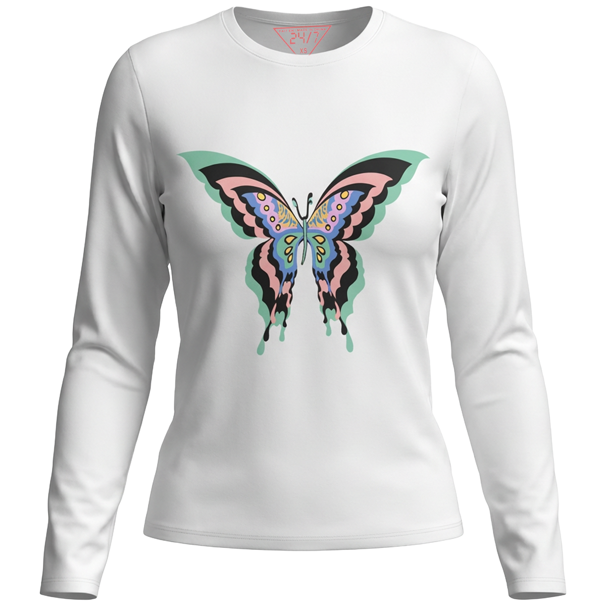 Butterfly Long Sleeve Tee in White by 24-Jul