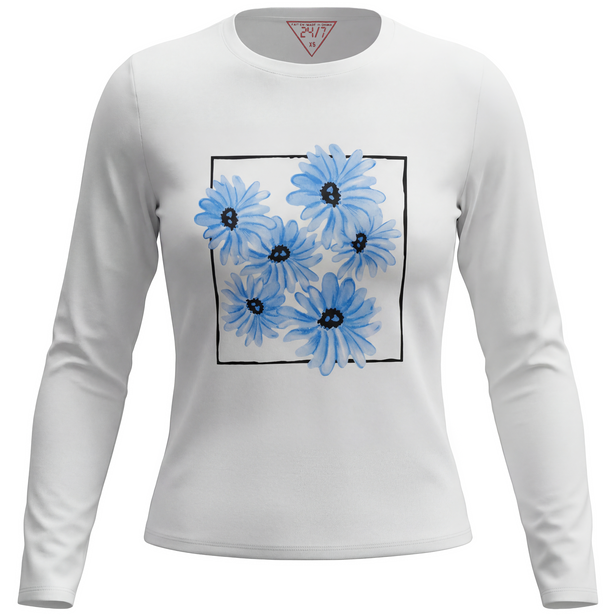 Graphic Long Sleeve Tee in White by 24/7