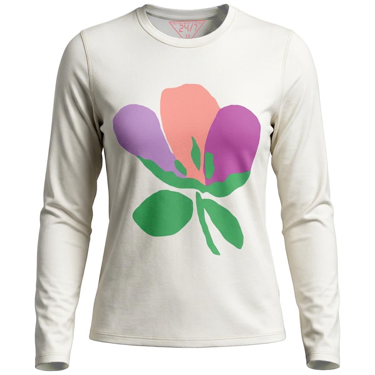 Long Sleeve Floral Graphic Tee in Cream by 24-Jul