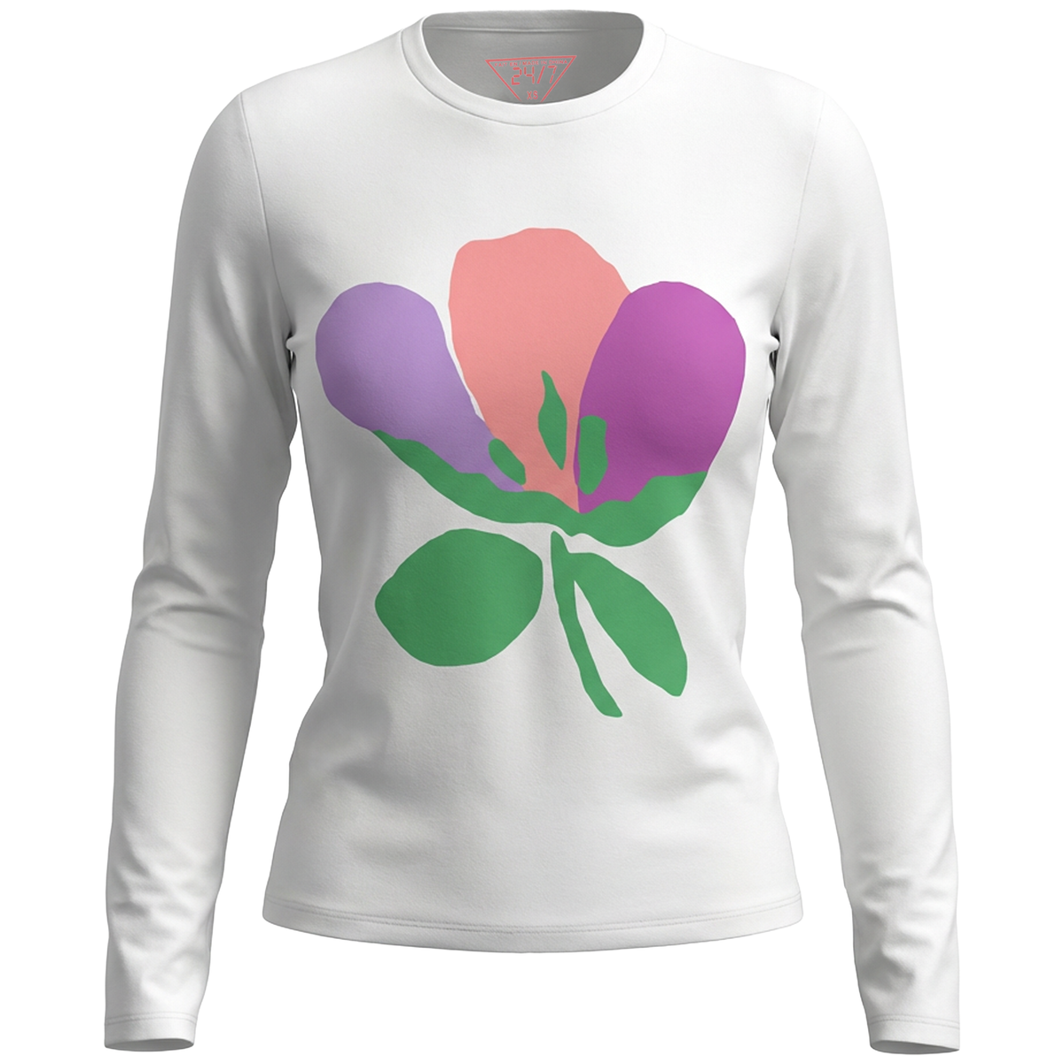 Long Sleeve Floral Graphic Tee in White by 24-Jul