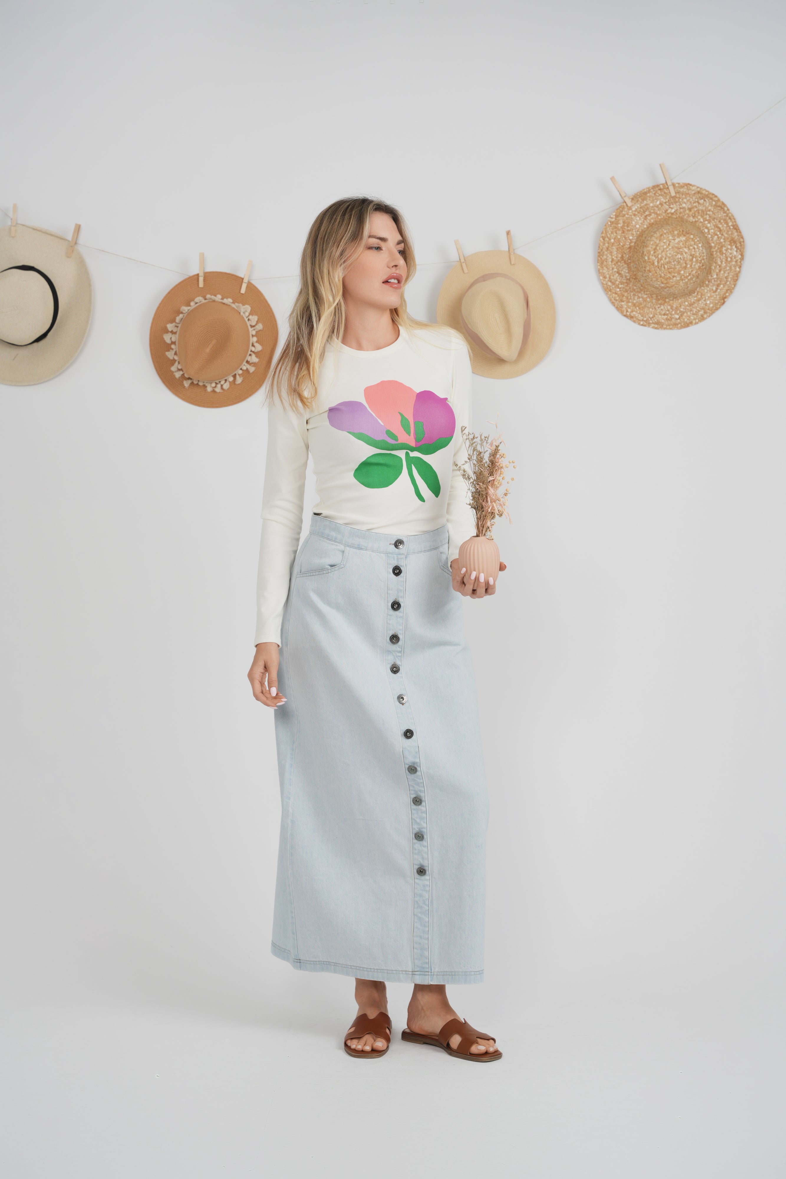 Long Sleeve Floral Graphic Tee in by 24/7