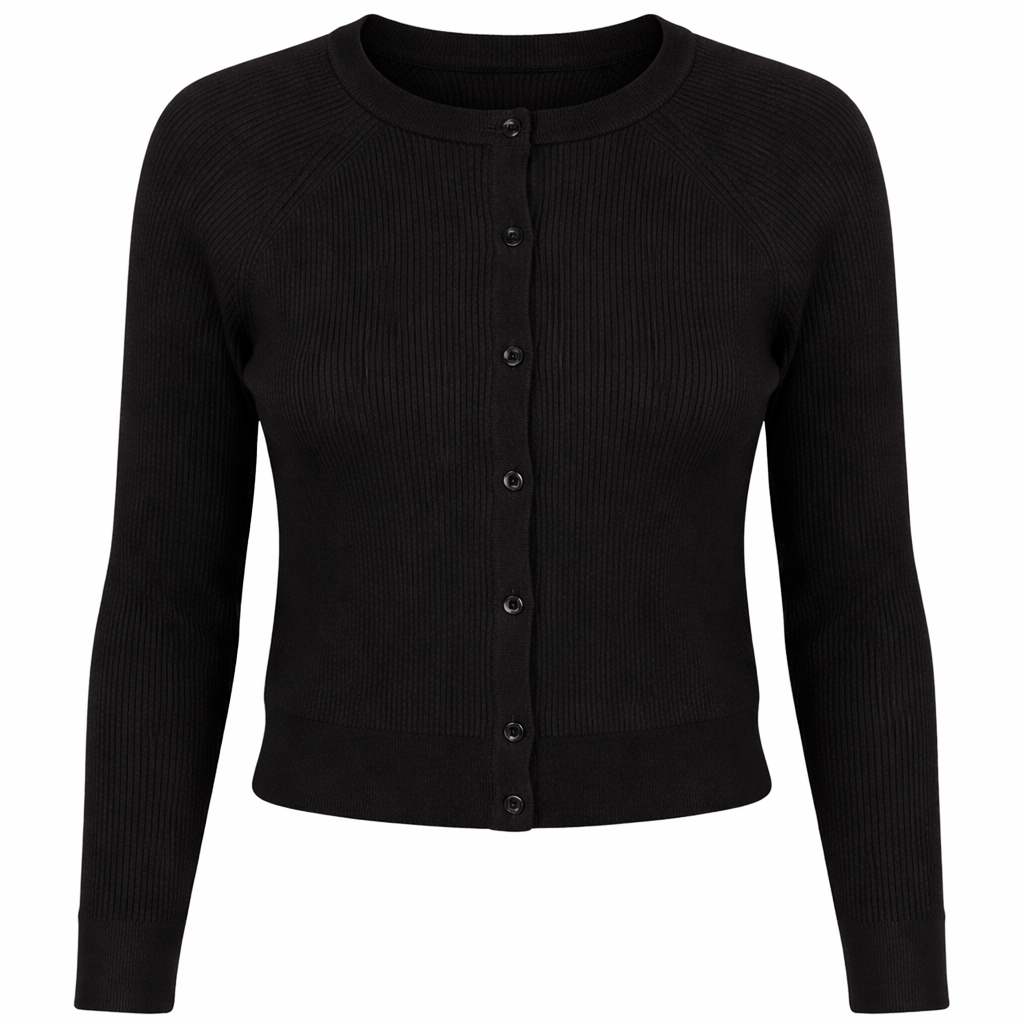 Cropped Knit Cardigan in Black by Coco