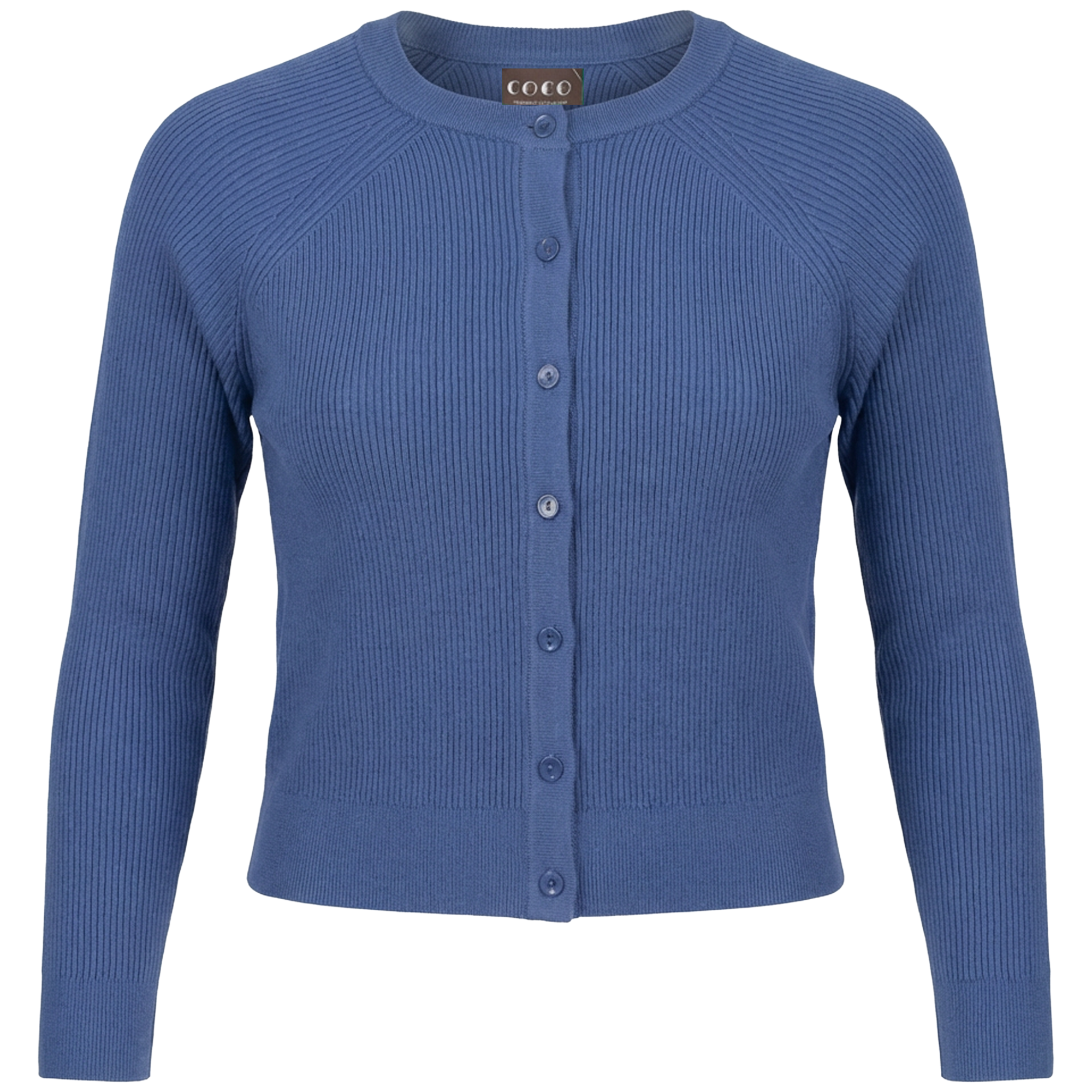 Cropped Knit Cardigan in Medium Denim by Coco