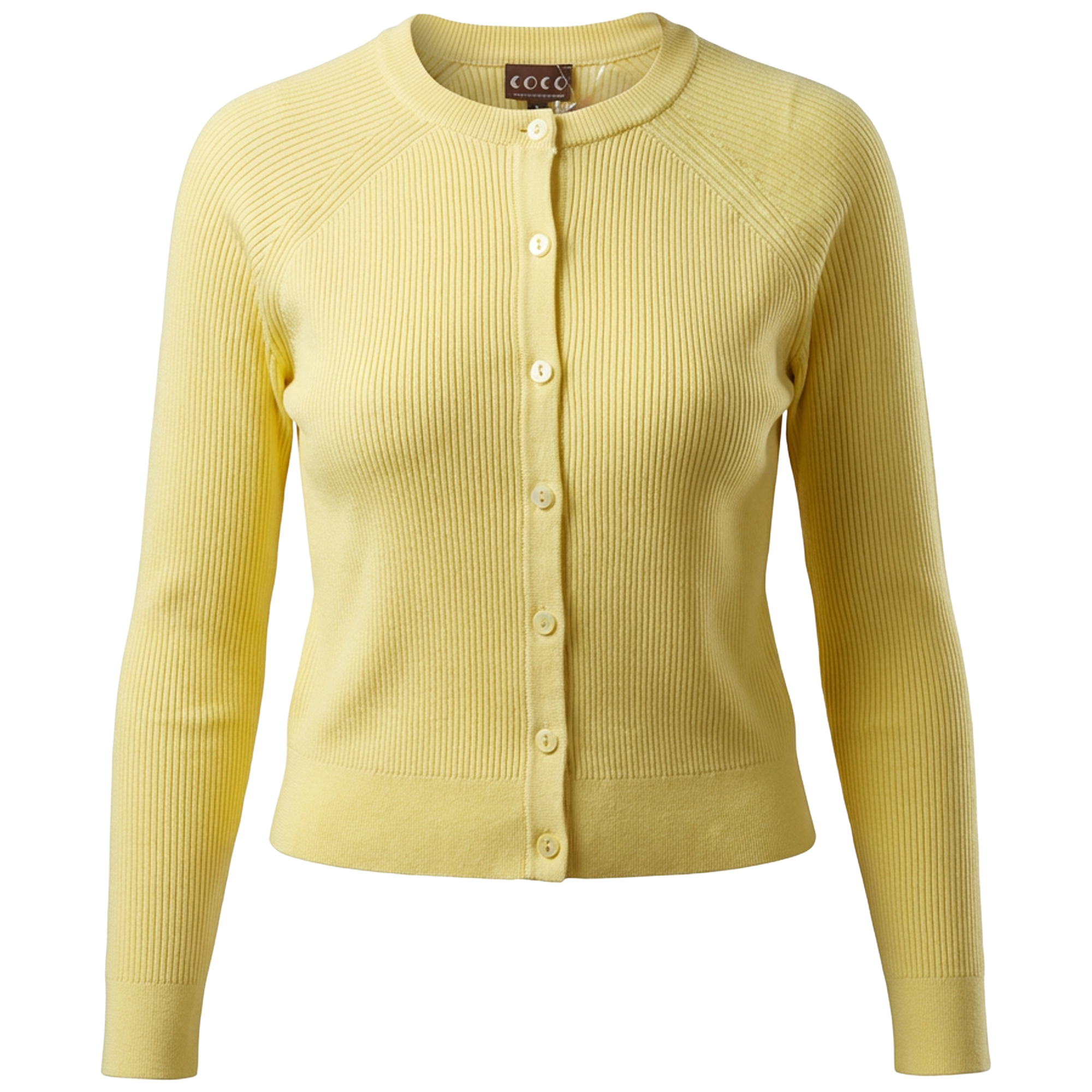 Cropped Knit Cardigan in Pale Yellow by Coco