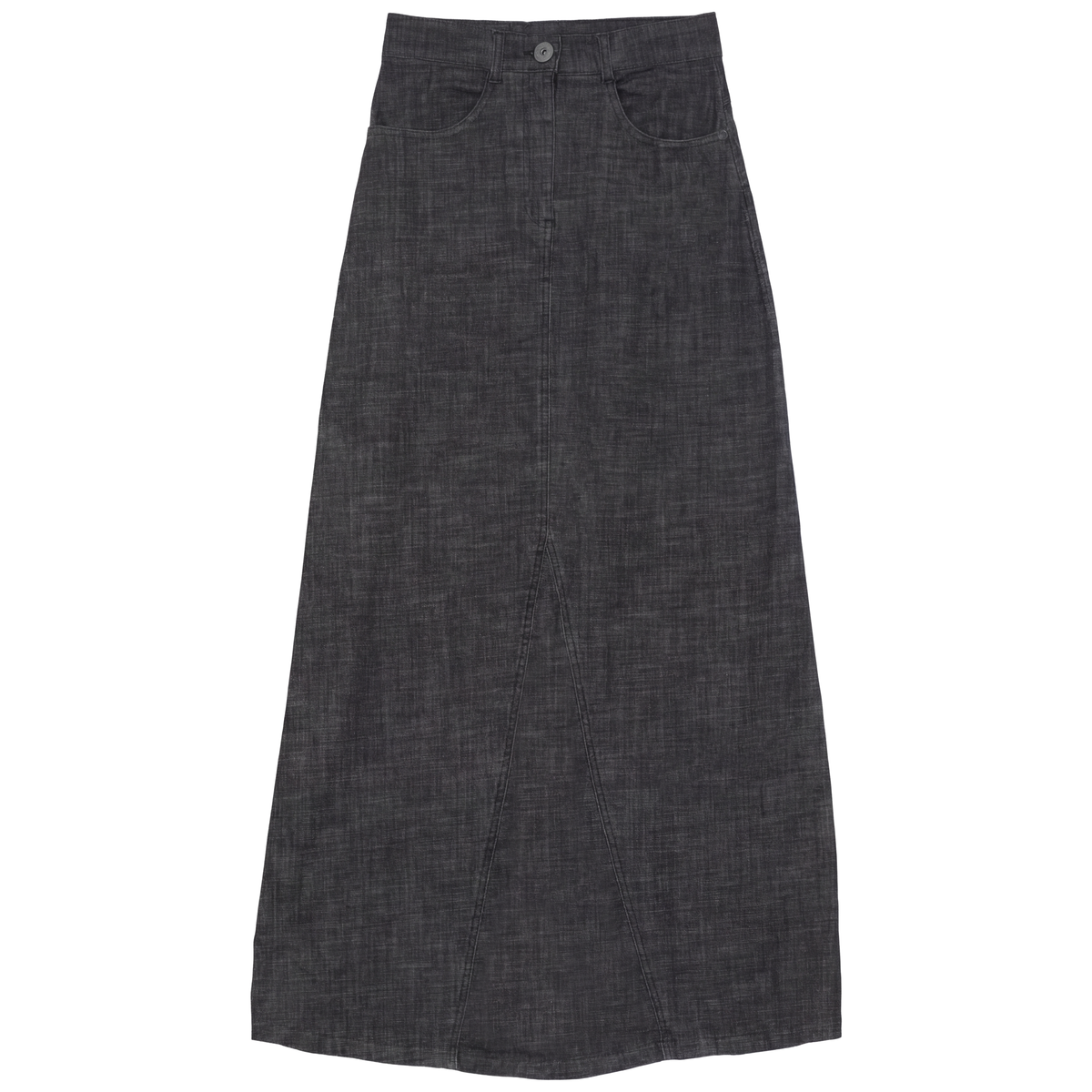 Maxi Mineral Wash Godet Skirt in Black Wash by Faves