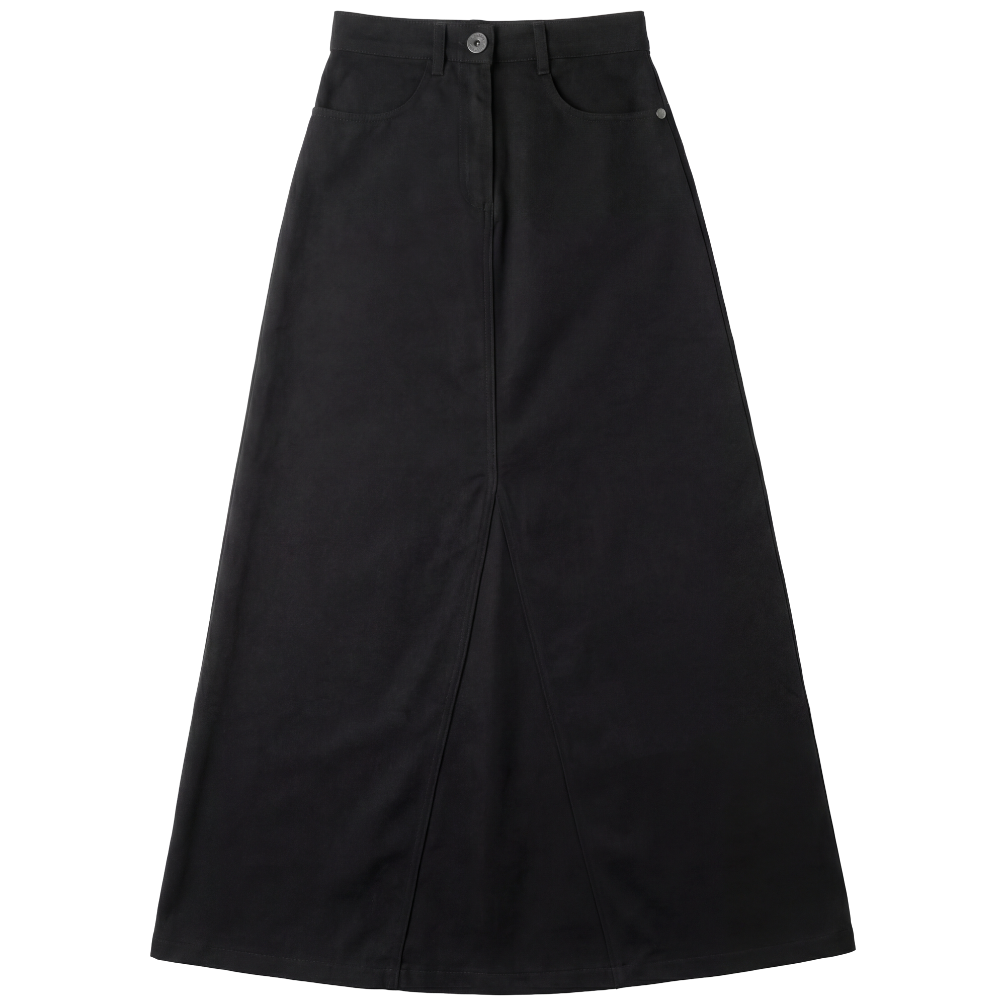 Maxi Mineral Wash Godet Skirt in Black by Faves
