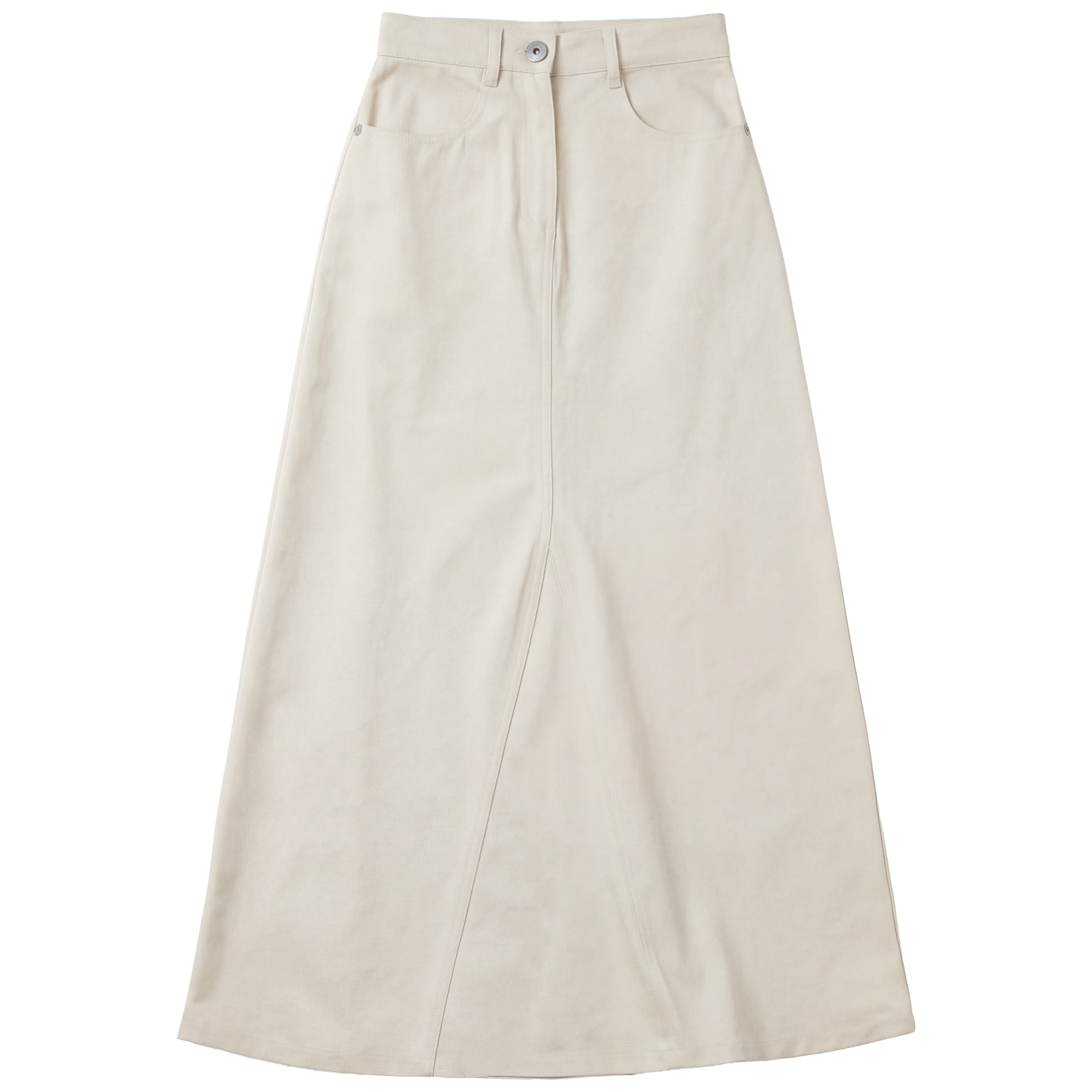 Maxi Mineral Wash Godet Skirt in Light Stucco by Faves