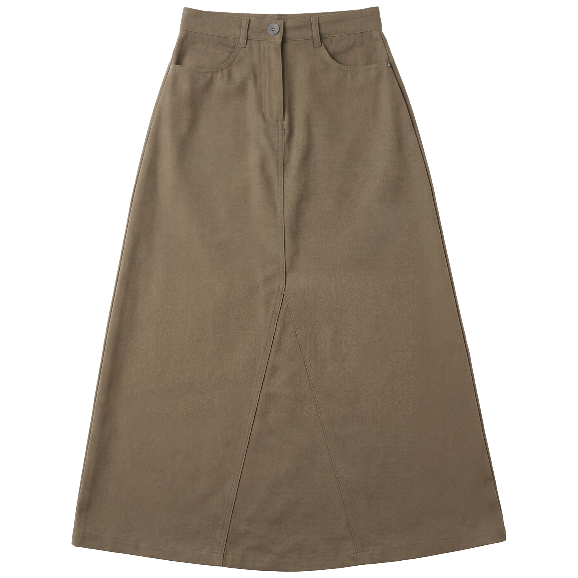 Maxi Mineral Wash Godet Skirt in Mocha by Faves