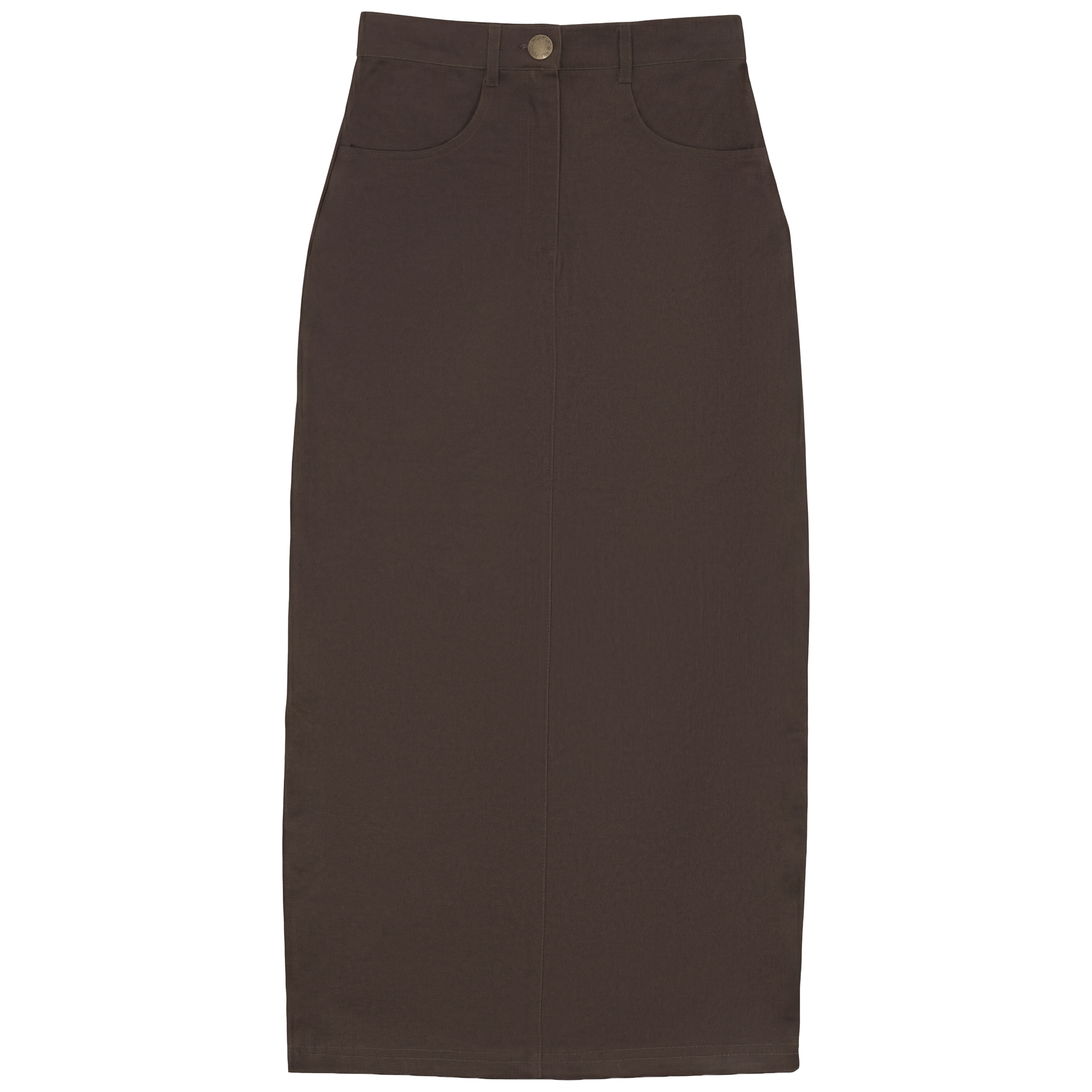 Maxi Fly Front Ulla Skirt in Brown by Ulla Maxi