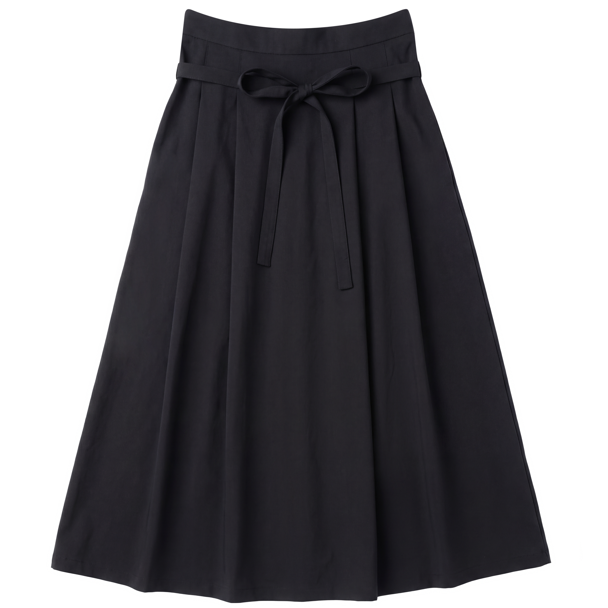 Cotton Midi Pleated Skirt in Black by E.U.X. Exclusive
