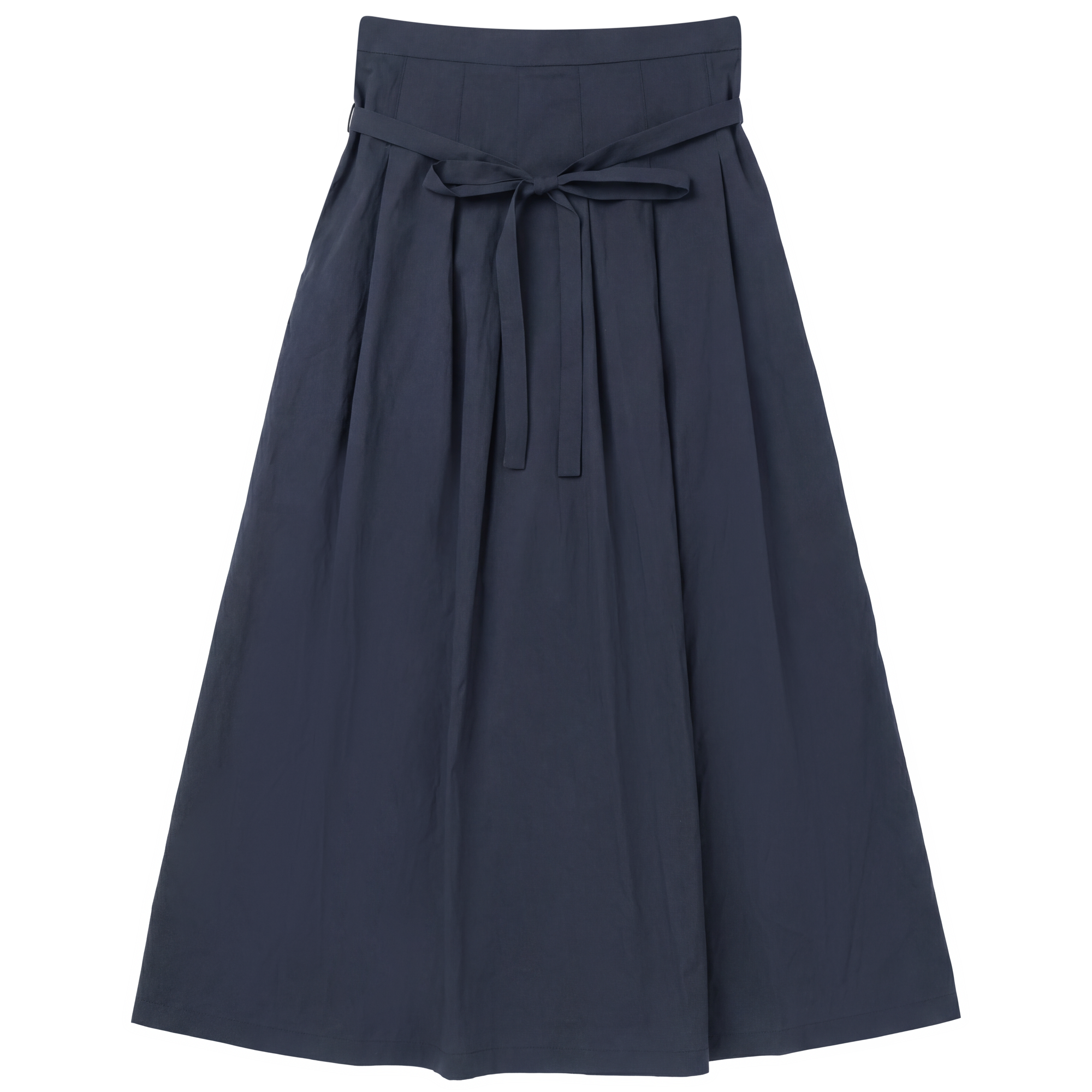 Cotton Midi Pleated Skirt in Dark Navy by E.U.X. Exclusive